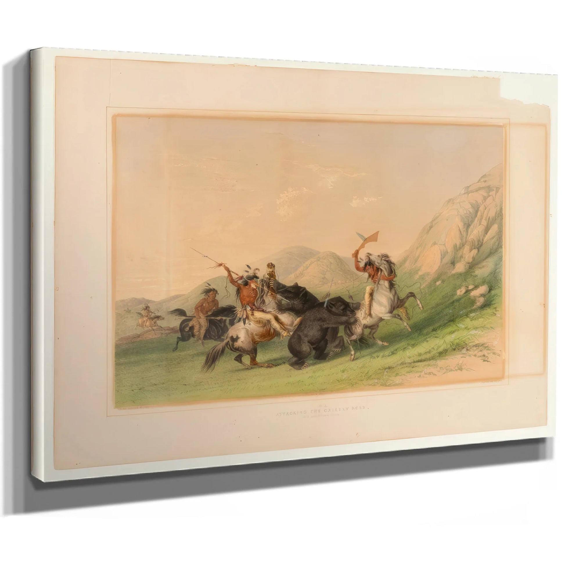 Attacking The Grizzly Bear No. 19 By George Catlin Fine Art Print
