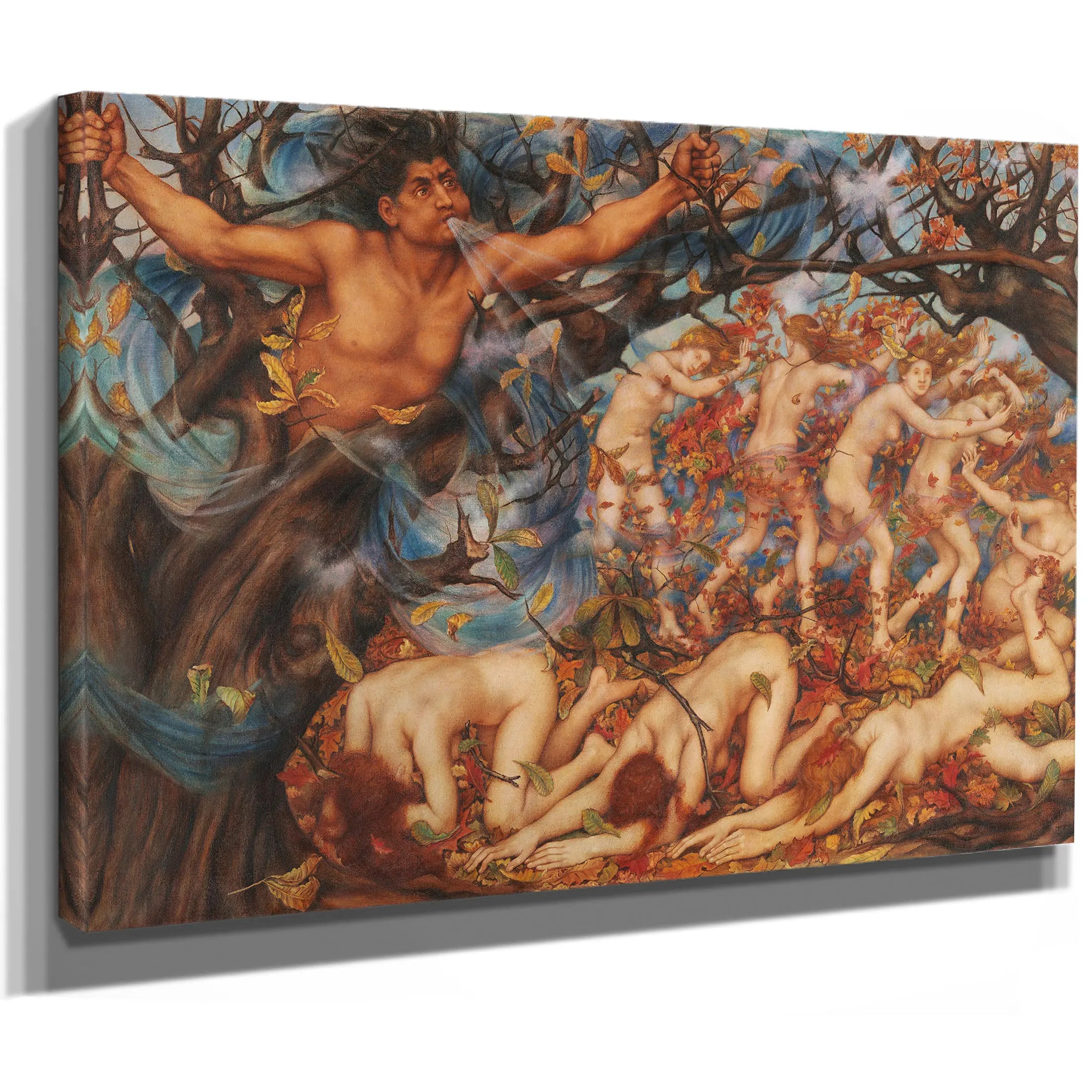 Boreas And The Fallen Leaves by Evelyn De Morgan