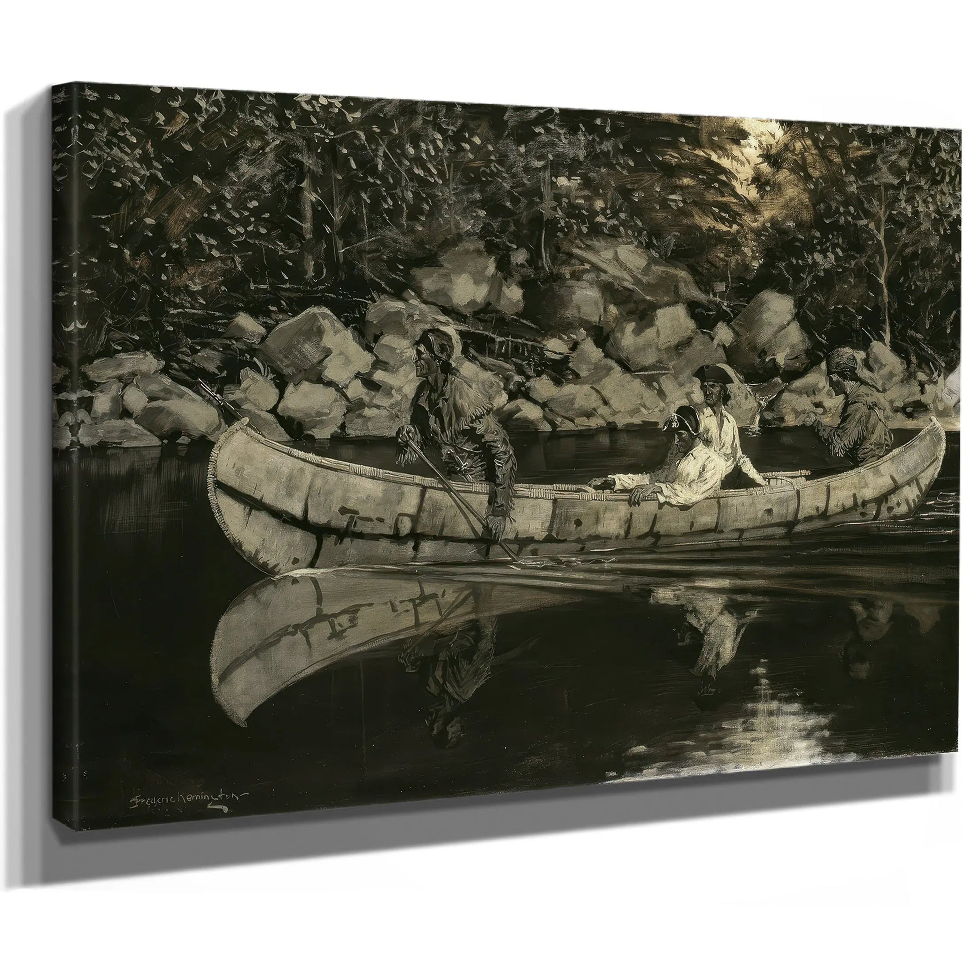 Paddling The Wounded British Officer  by Frederic Remington