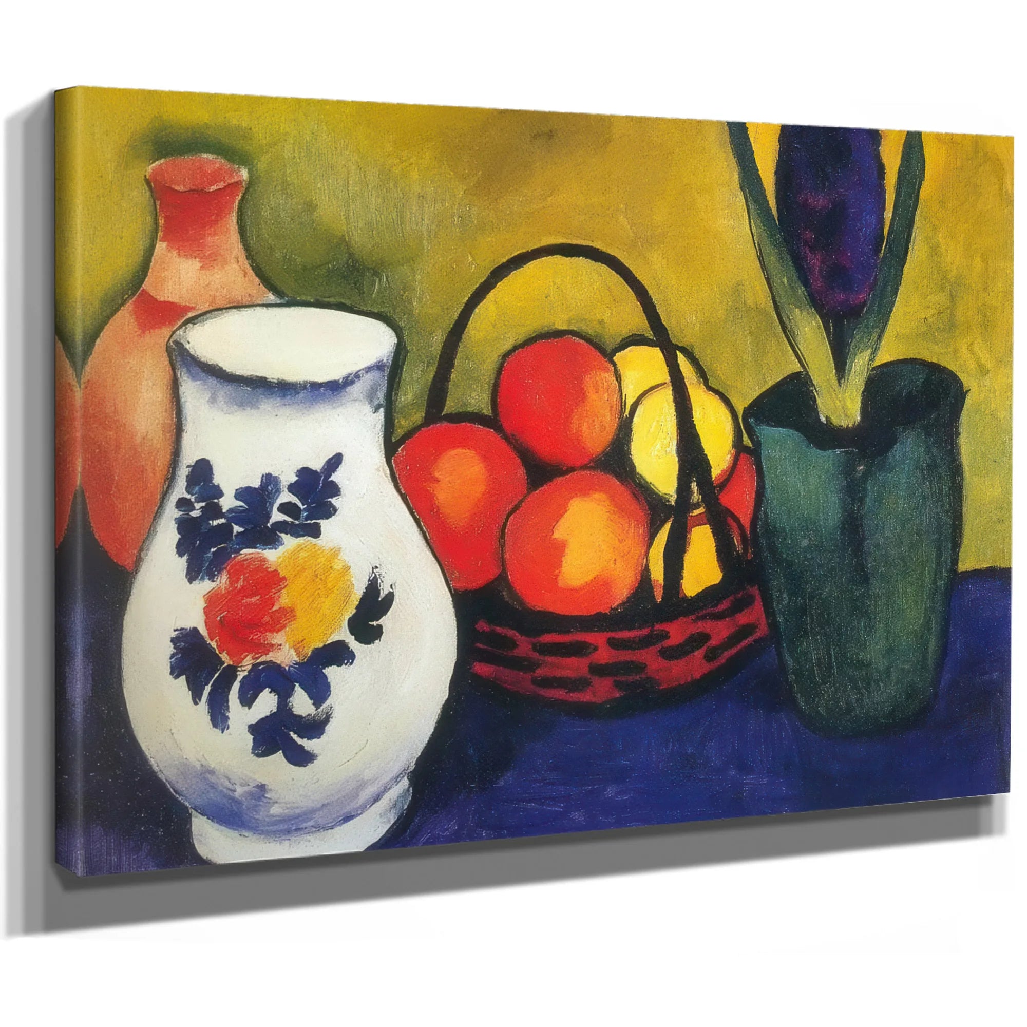 White Pot Flowers And Fruit By August Macke Fine Art Print