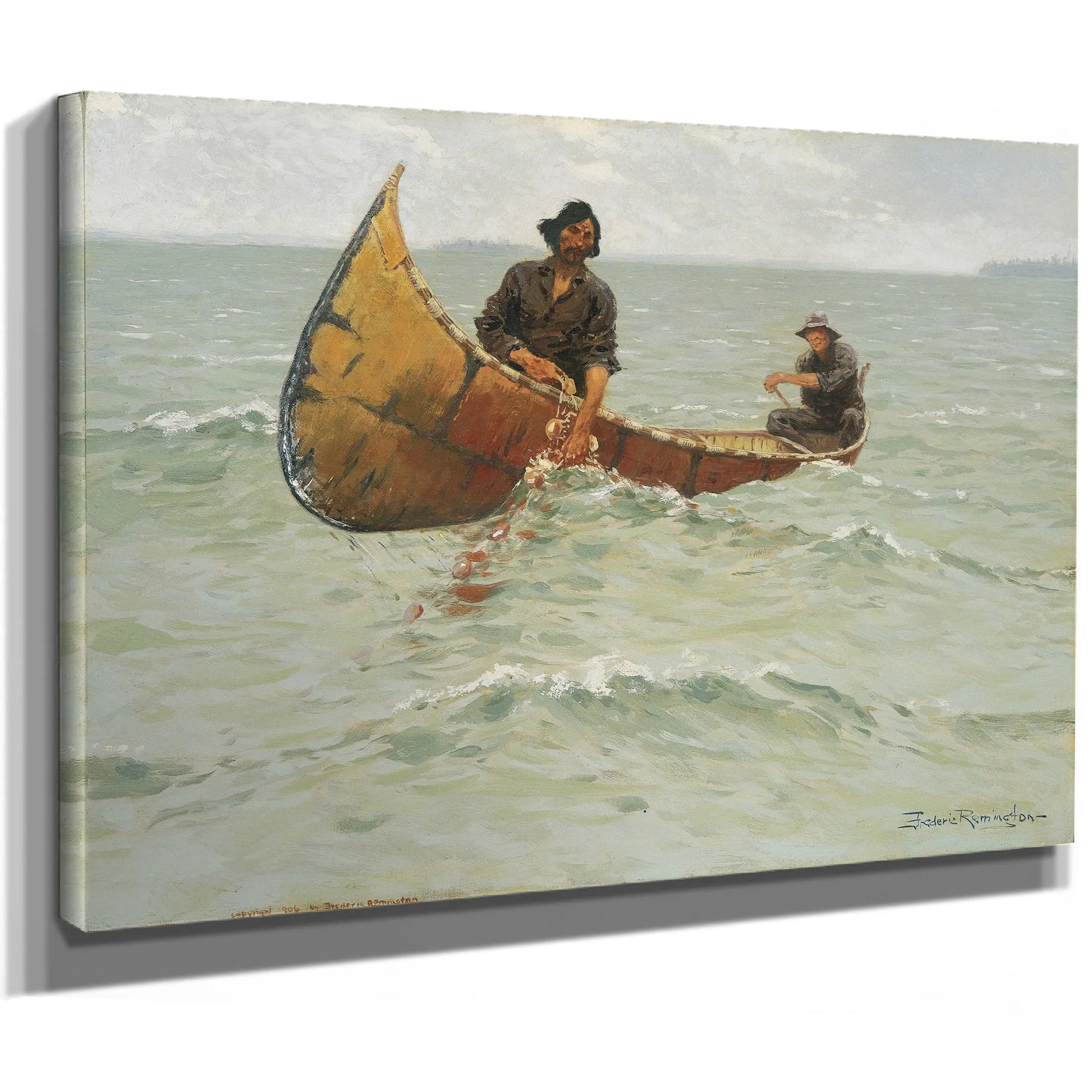 Hauling The Gill Net by Frederic Remington