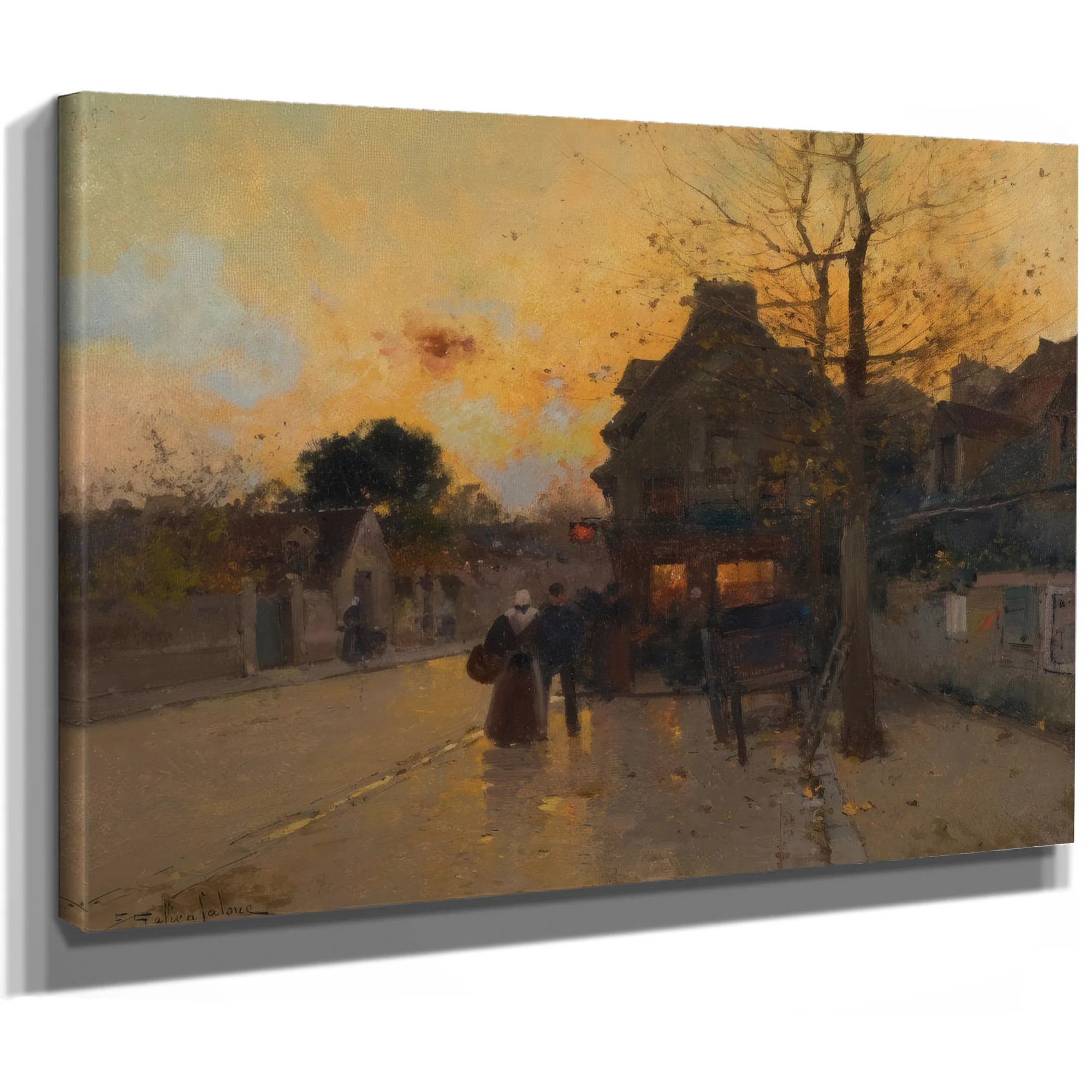 Village Un Soir Dautomne By Eugene Galien Laloue Fine Art Print