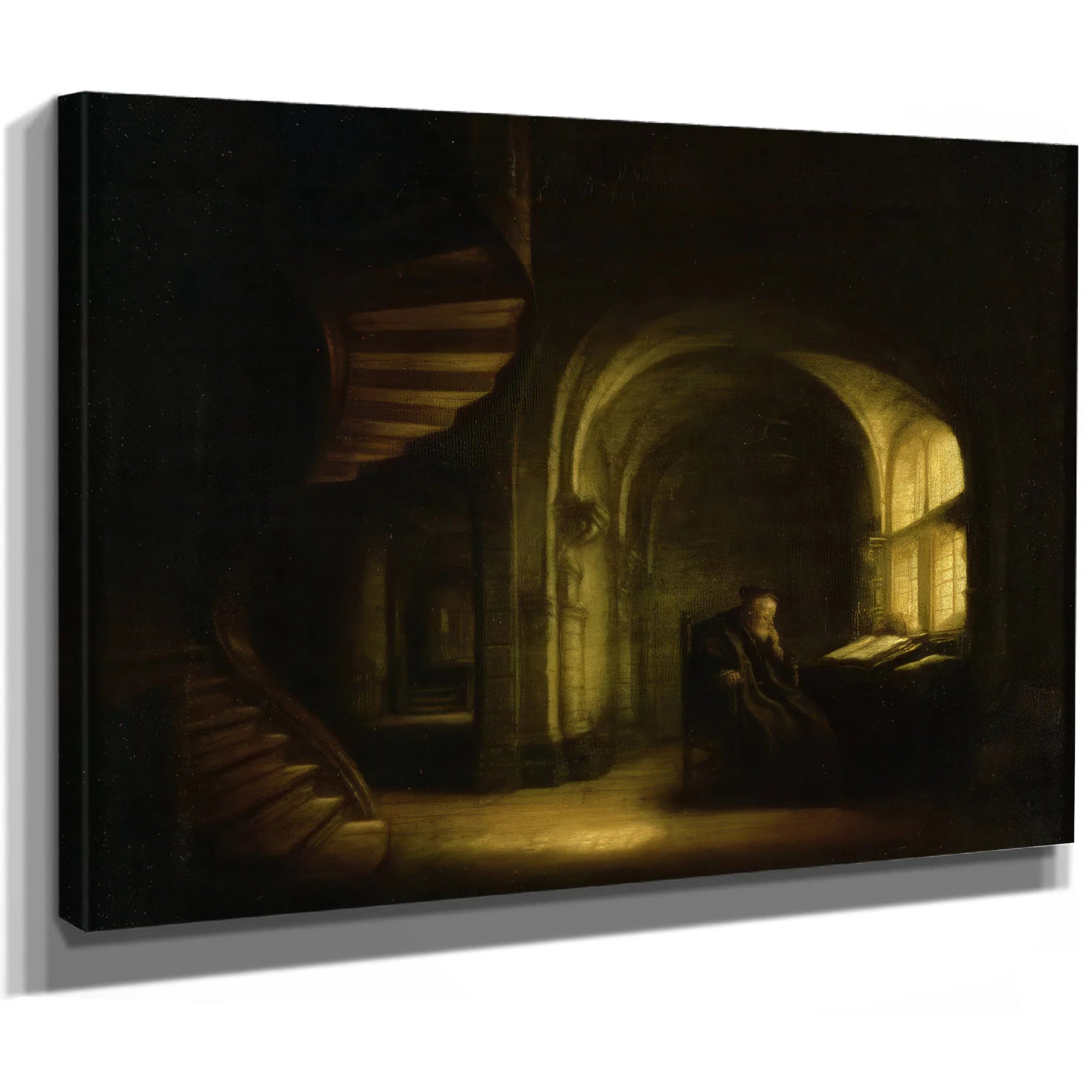 Philosopher With An Open Book By Rembrandt Fine Art Print