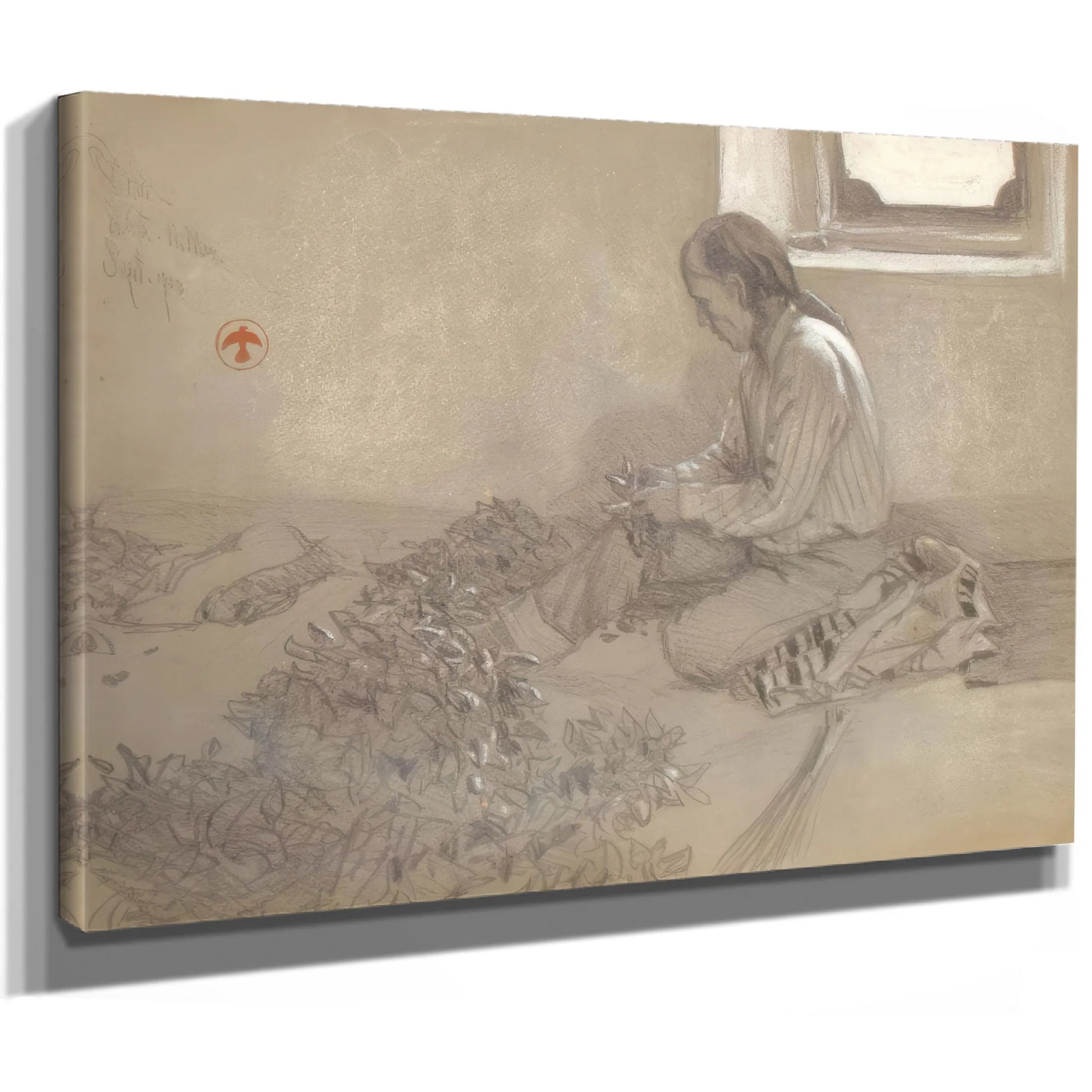 Isleta Man Tying Peppers By Maynard Dixon Fine Art Print