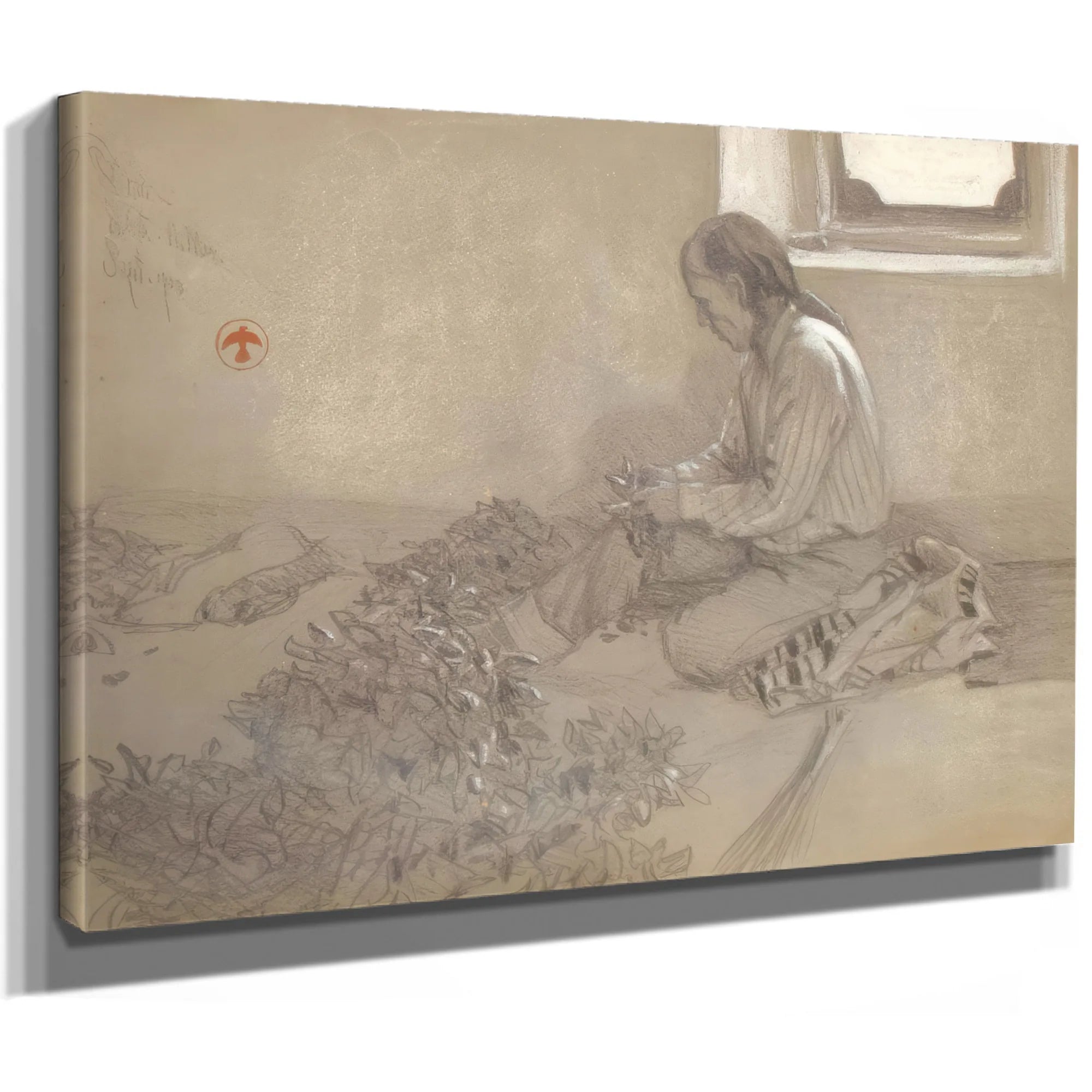 Isleta Man Tying Peppers By Maynard Dixon Fine Art Print