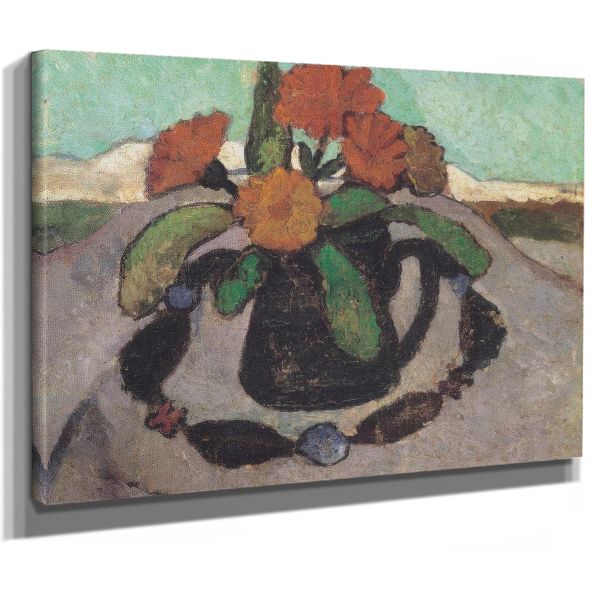Still Life With Flowers In A Landscape By Paula Modersohn Becker Fine Art Print