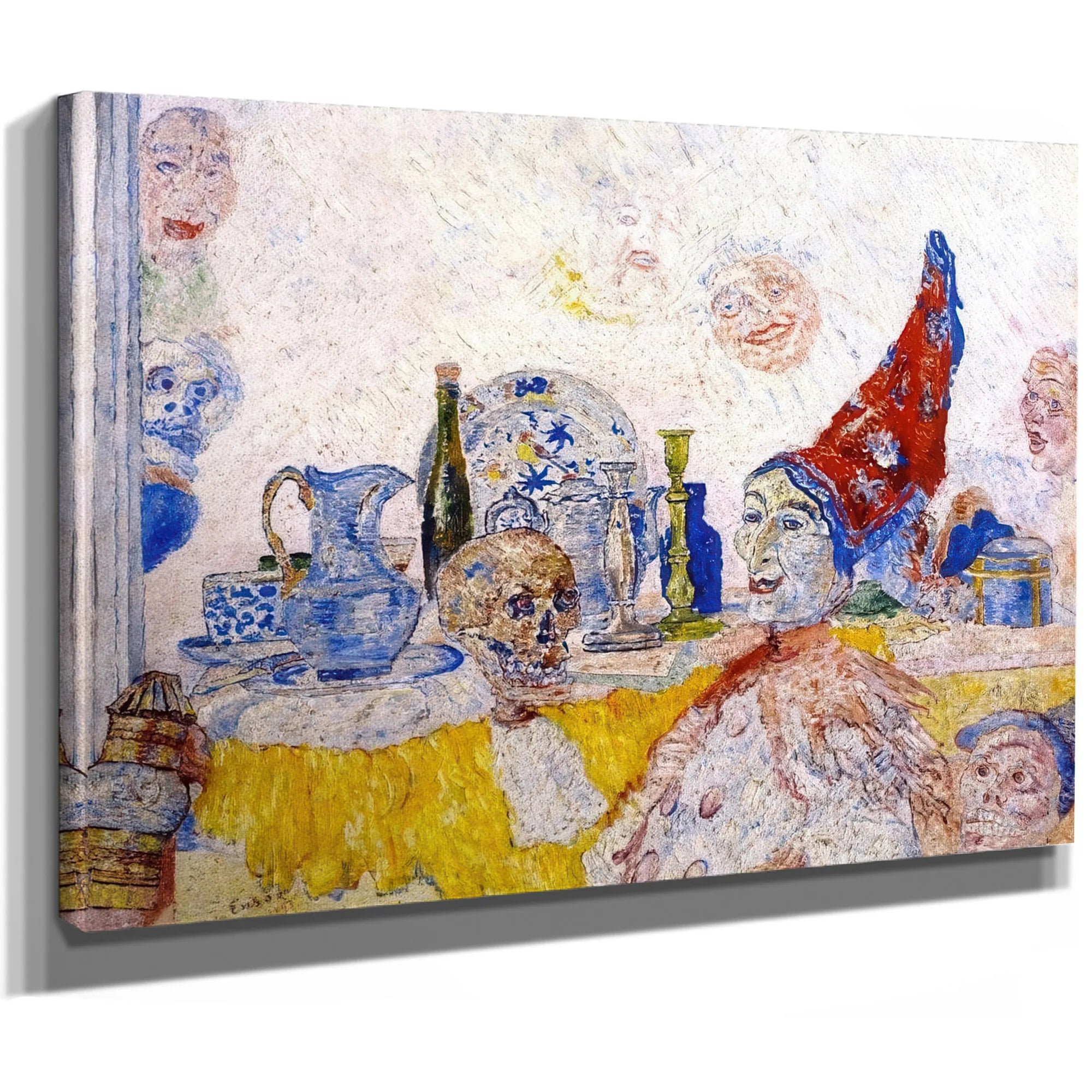 Pierrot And Skeleton In A Yellow Robe By James Ensor Fine Art Print