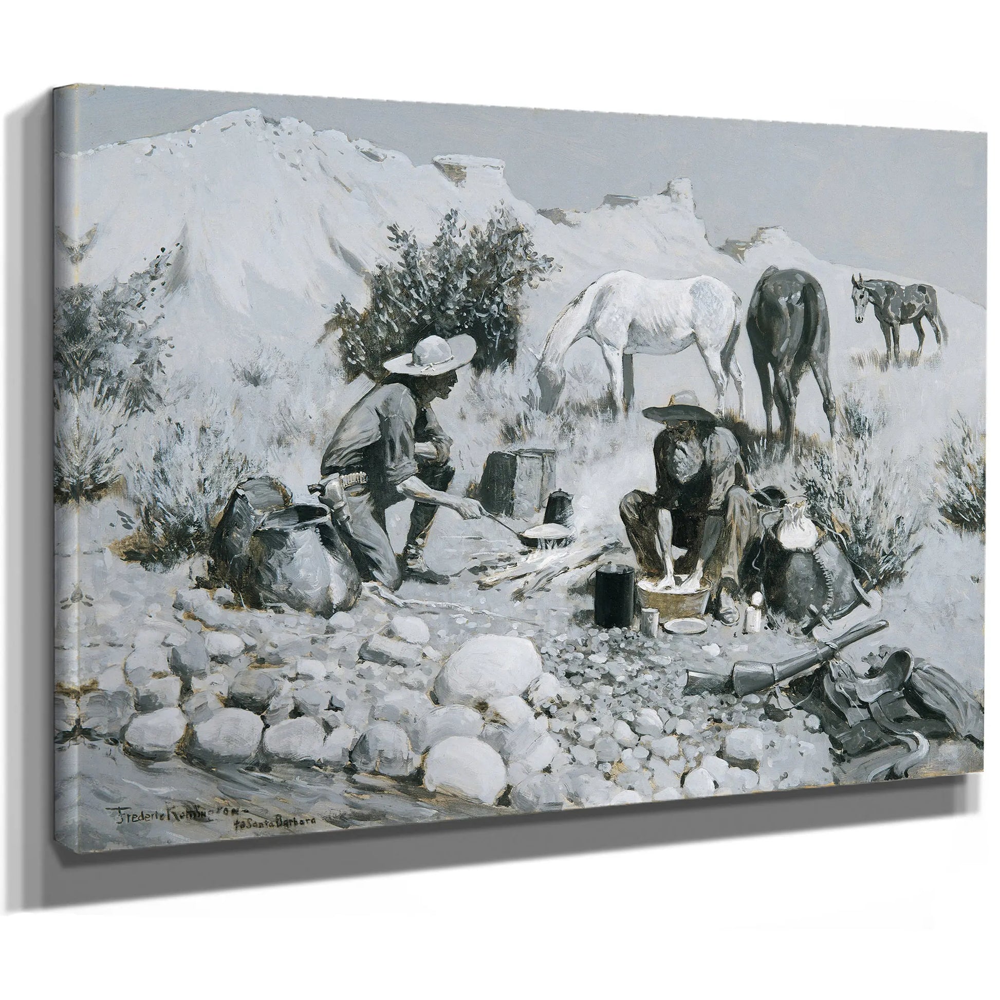 Prospectors Making Frying Pan Bread by Frederic Remington