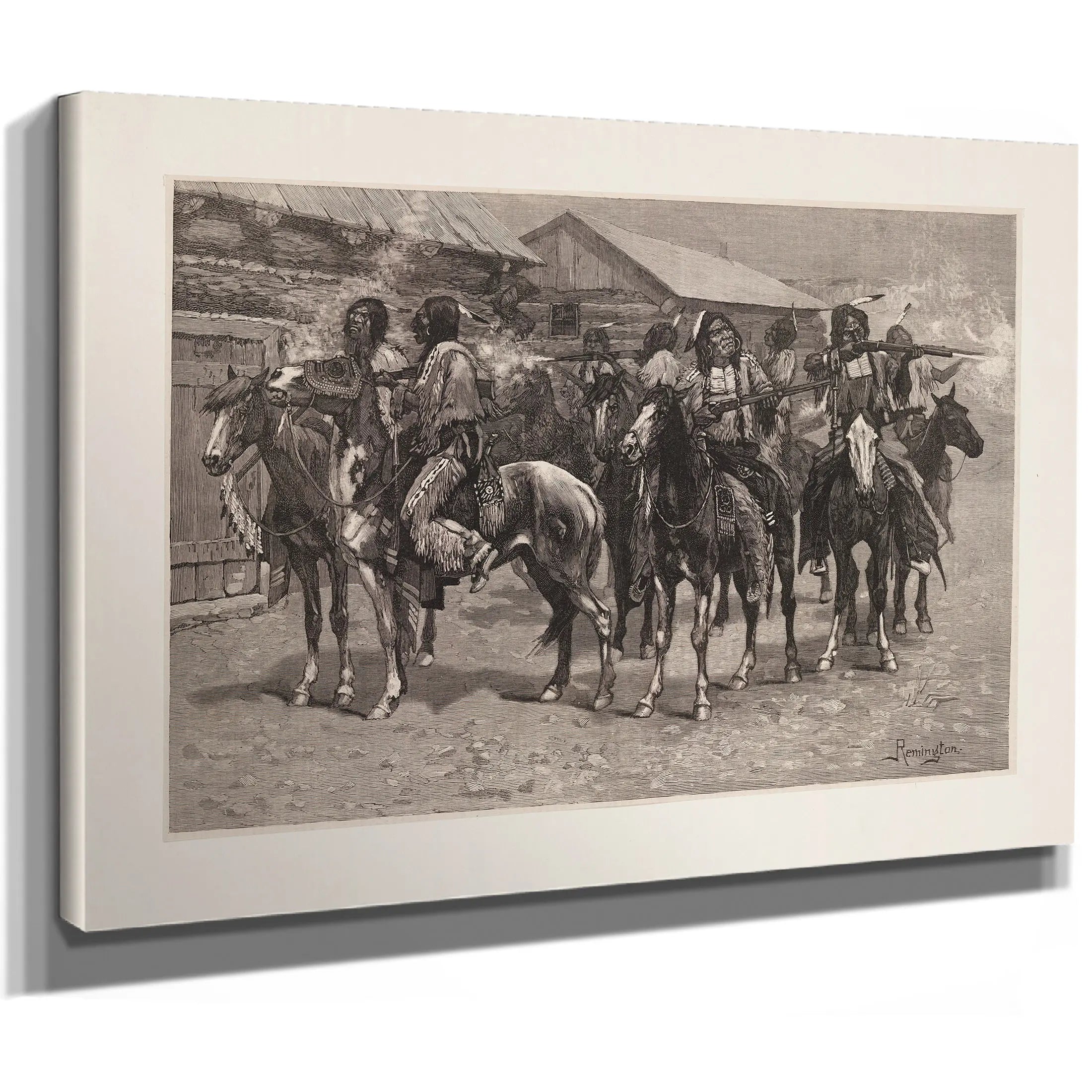 Crow Indians Firing Into The Agency by Frederic Remington