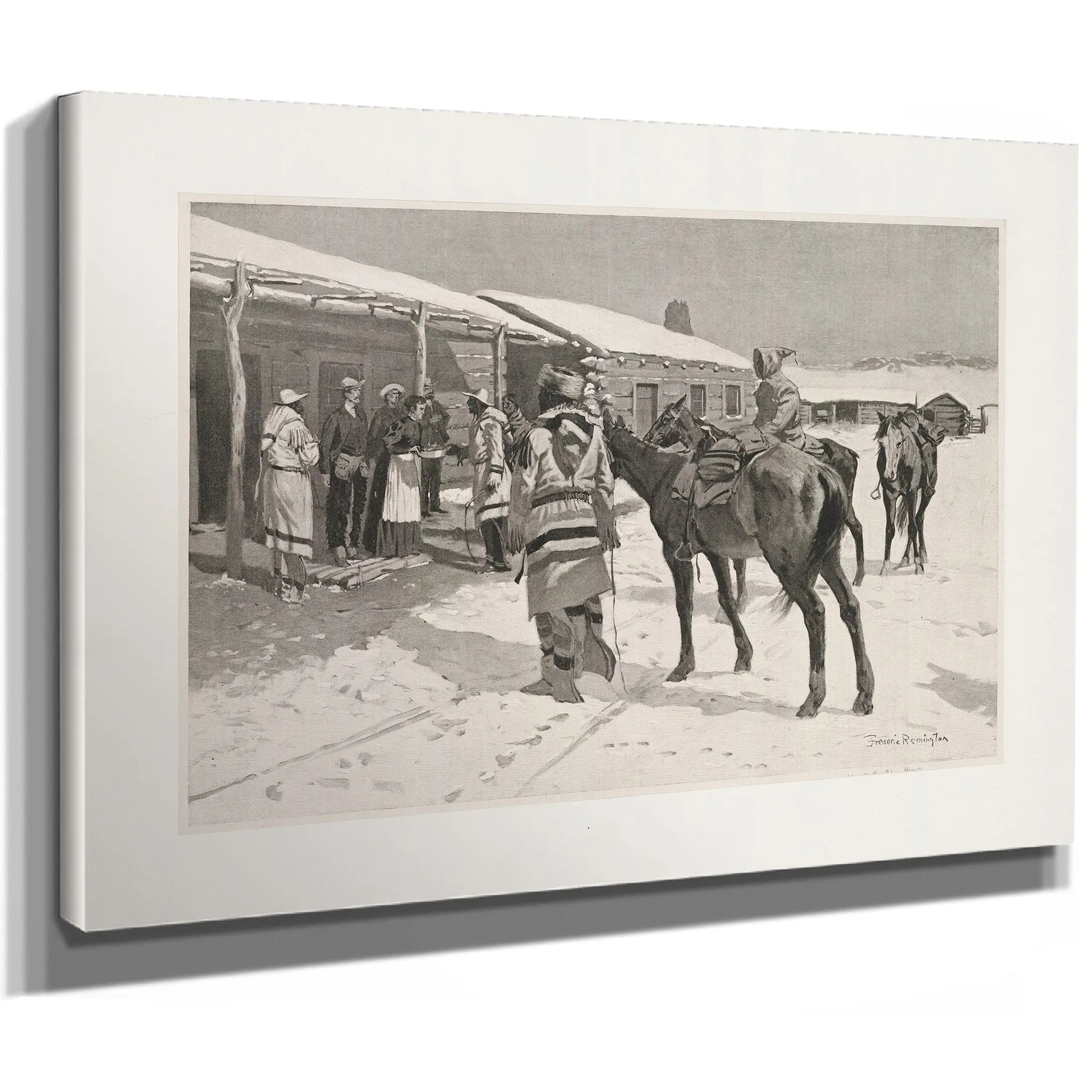 White Mans Big Sunday Indian Visitors On Thanksgiving Day by Frederic Remington