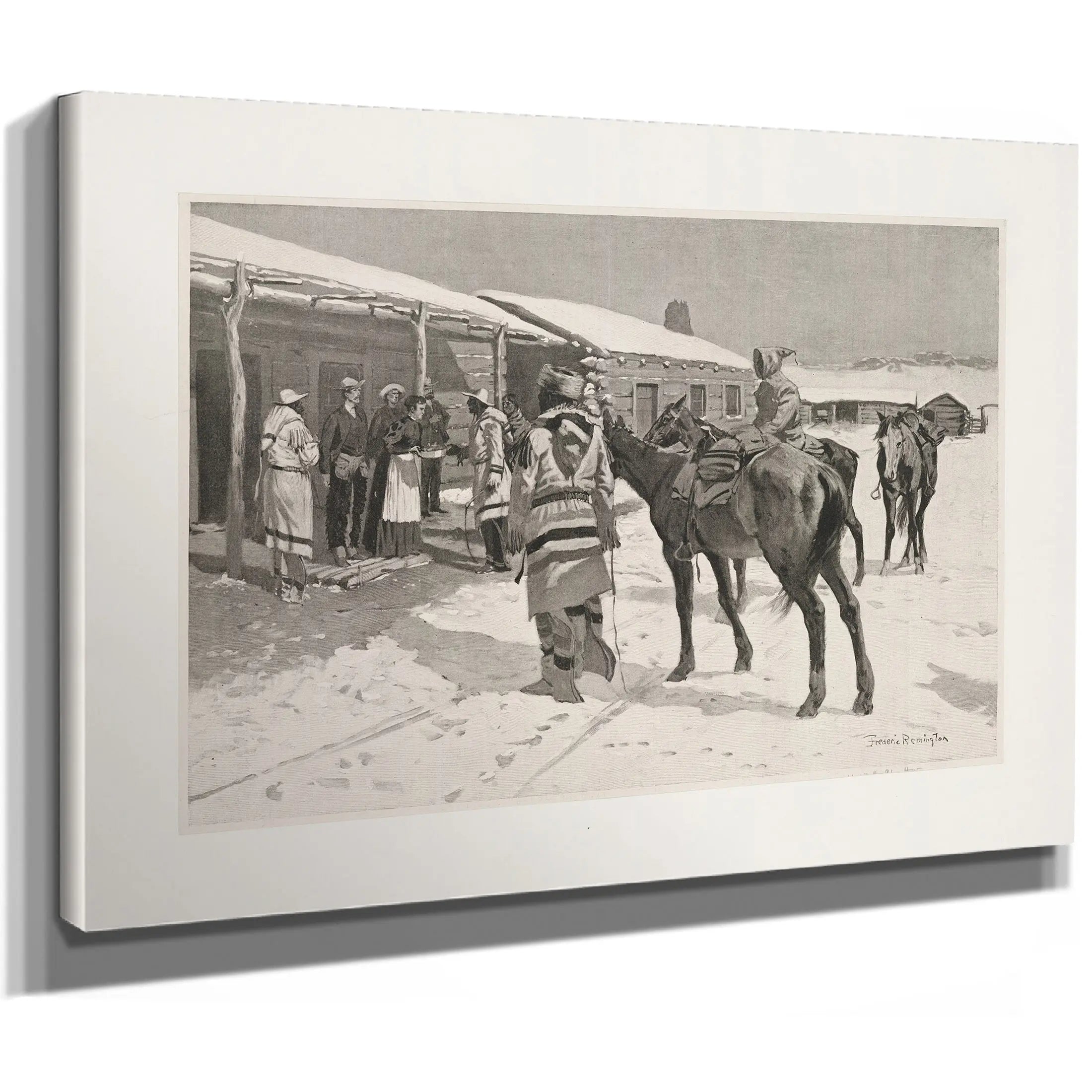 White Mans Big Sunday Indian Visitors On Thanksgiving Day by Frederic Remington