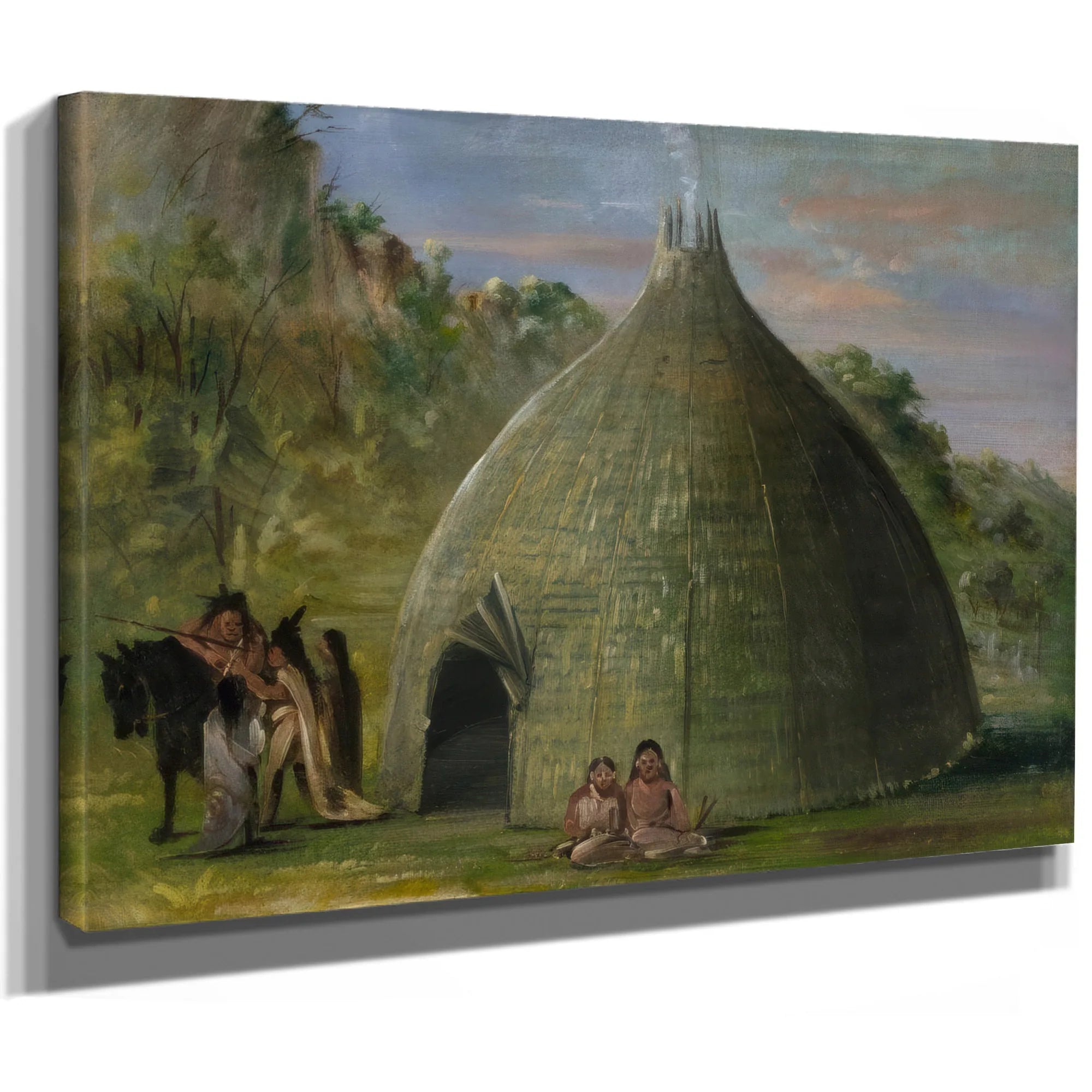 Wichita Lodge, Thatched With Prairie Grass By George Catlin Fine Art Print