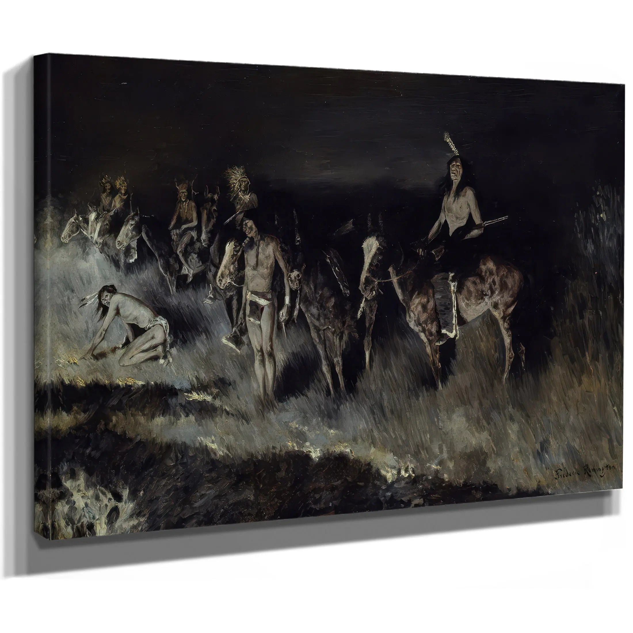 Frederic After Remingtonthe Grass Fire Backfiring by Frederic Remington