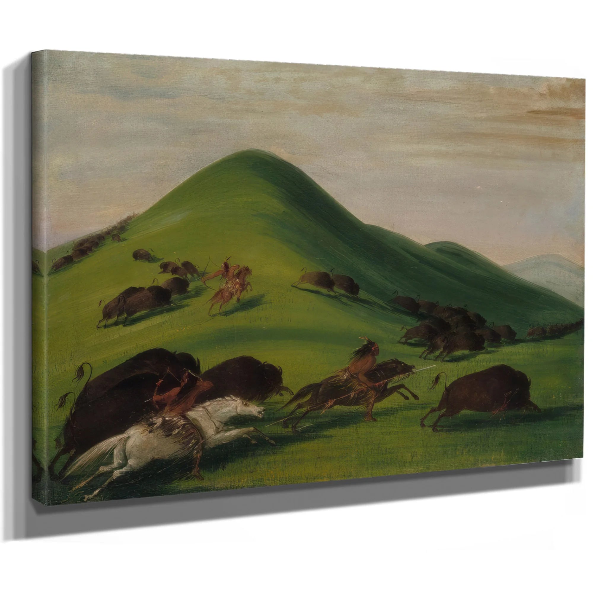 Buffalo Chase Over Prairie Bluffs By George Catlin Fine Art Print