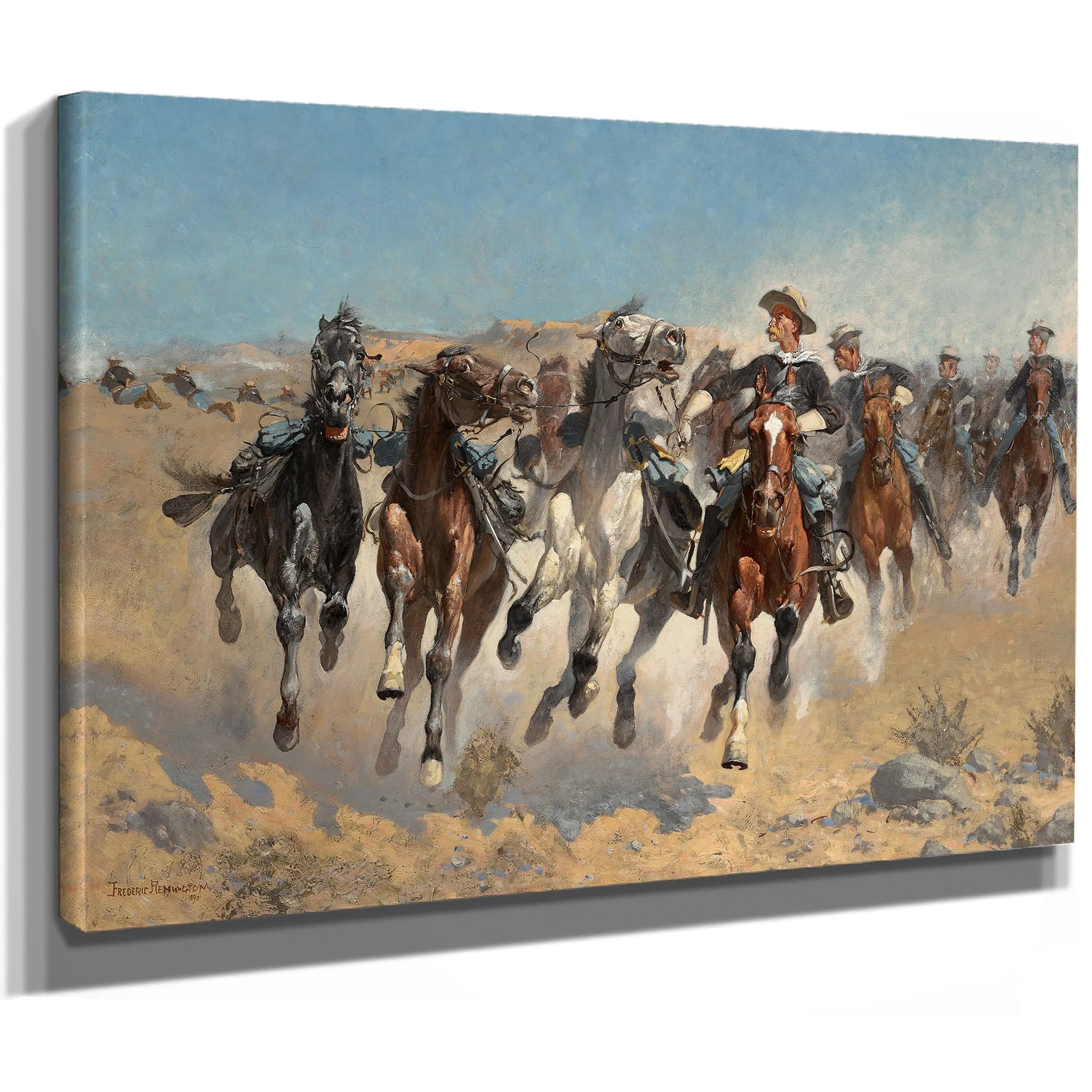 Dismountedthe Fourth Troopers Moving The Led Horses by Frederic Remington