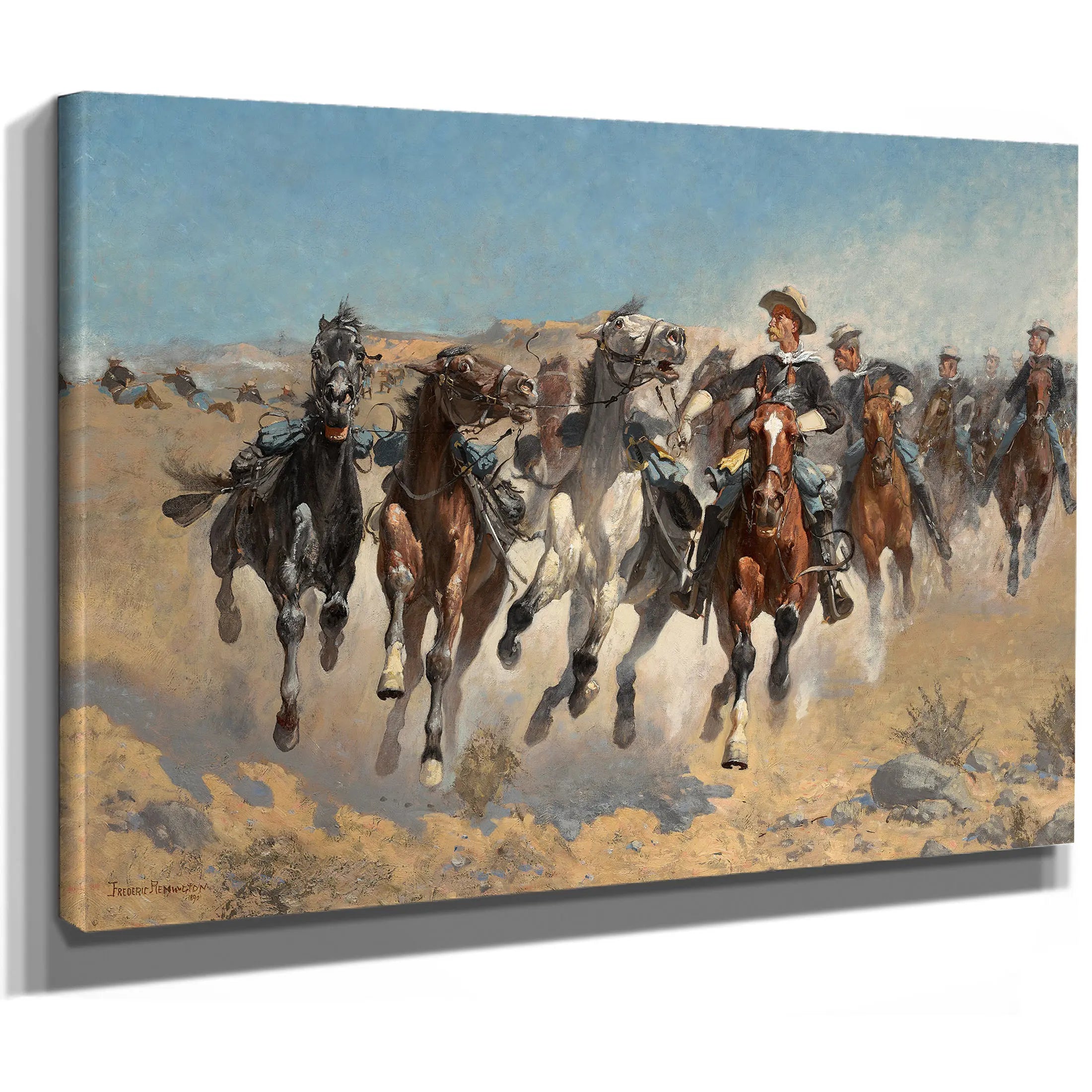 Dismountedthe Fourth Troopers Moving The Led Horses by Frederic Remington