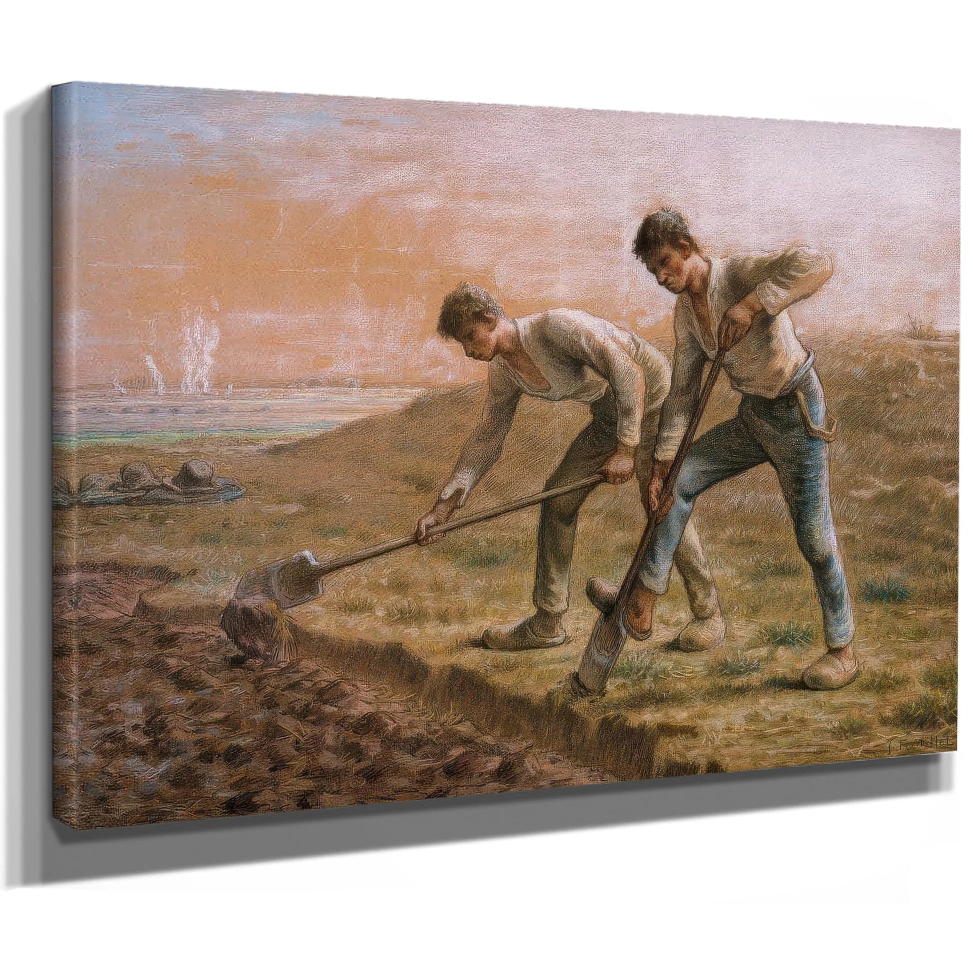 Two Men Turning Over The Soil By Jean Francois Millet Fine Art Print