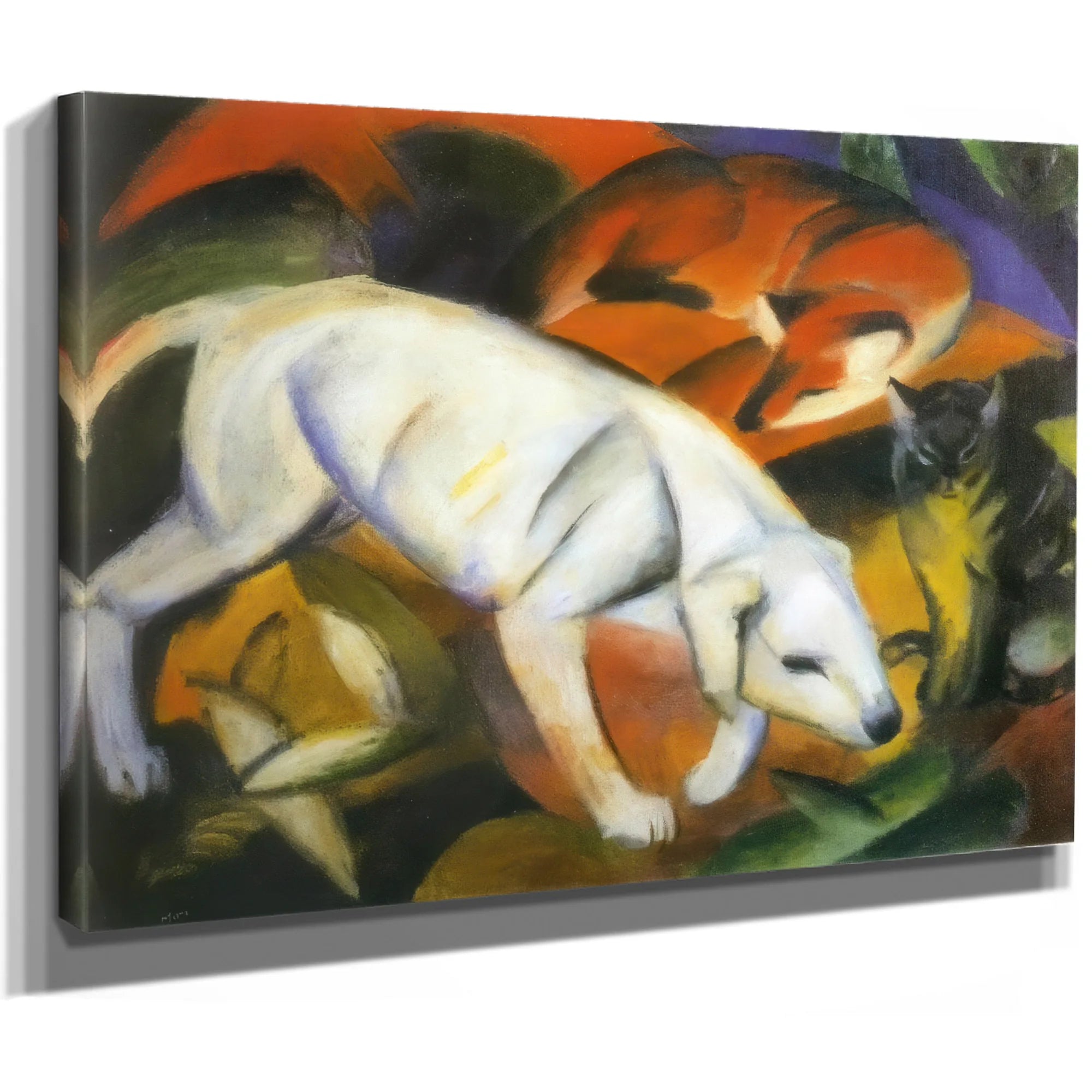 Three Animals Dog Fox And Cat By Franz Marc Fine Art Print