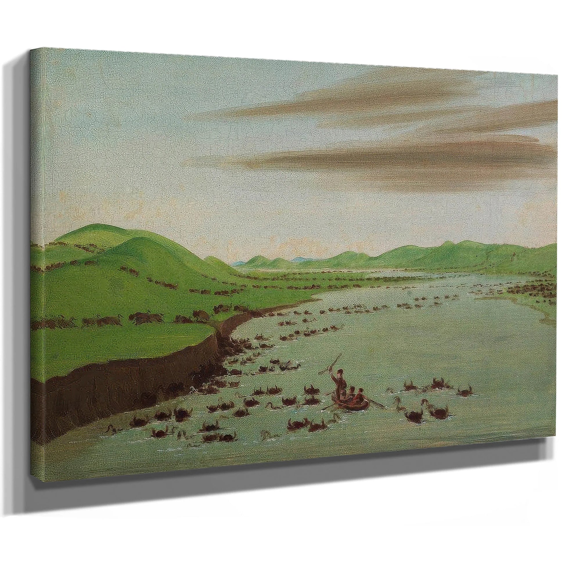Buffalo Herds Crossing The Upper Missouri By George Catlin Fine Art Print