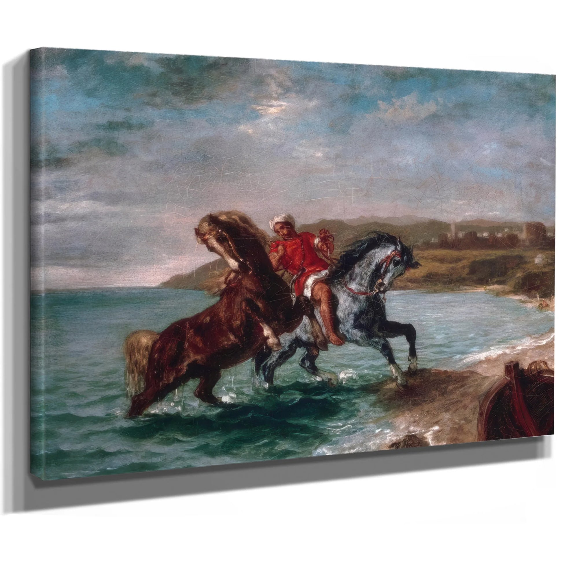 Horses Coming Out Of The Sea By Eugene Delacroix Fine Art Print
