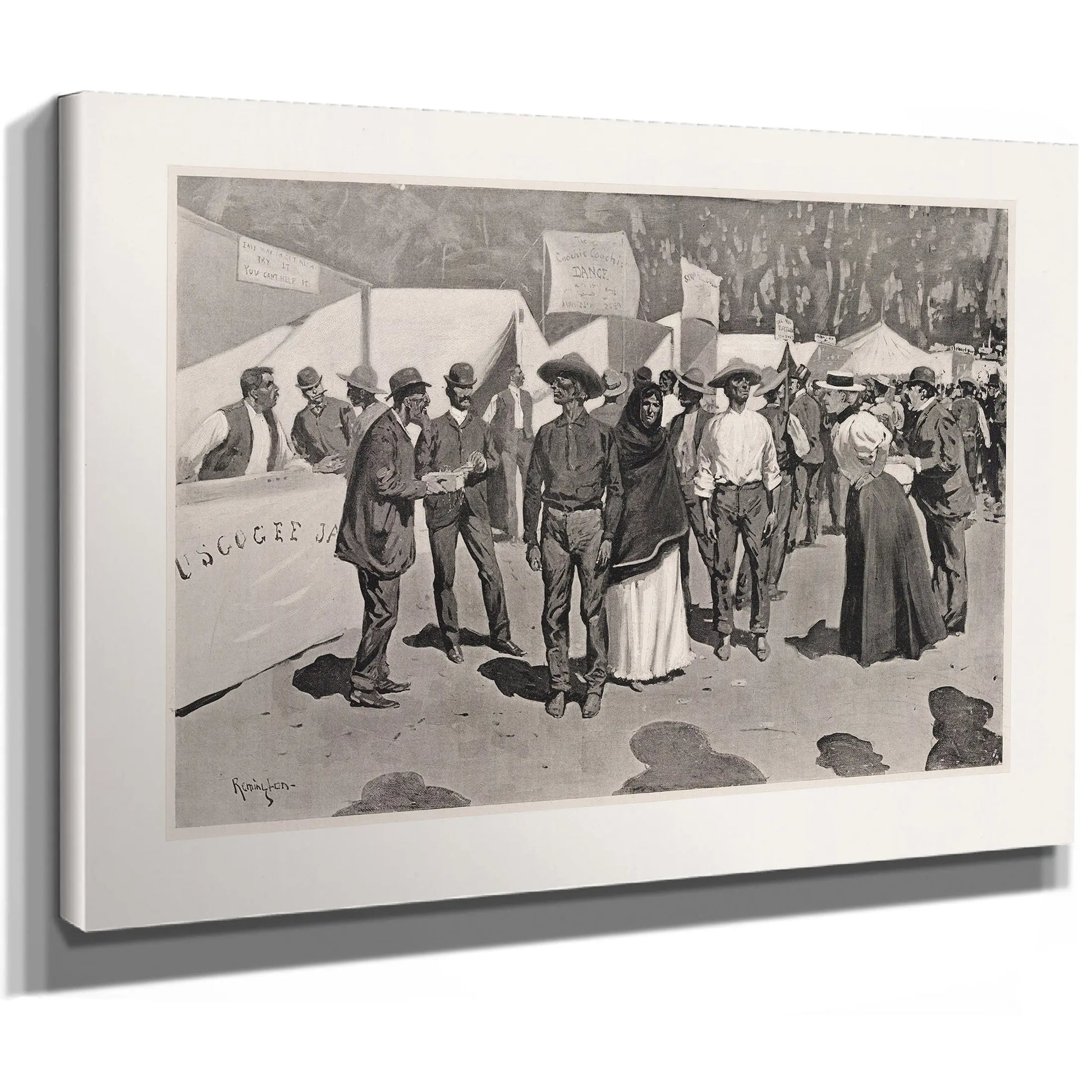 Paying The Indians For The Cherokee Strip Scenes Around The Government Paymasters Quarters by Frederic Remington