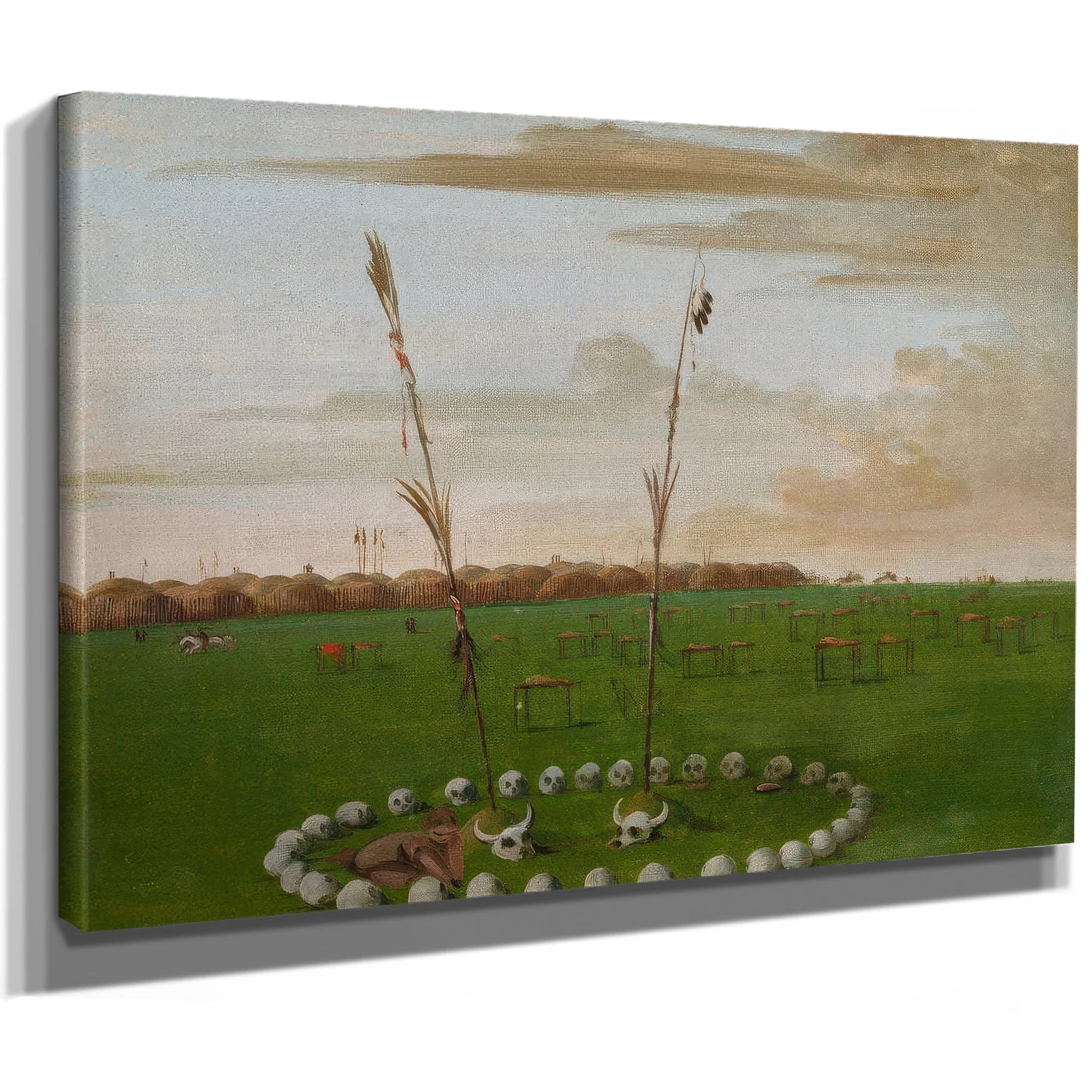 Back View Of Mandan Village, Showing The Cemetery By George Catlin Fine Art Print