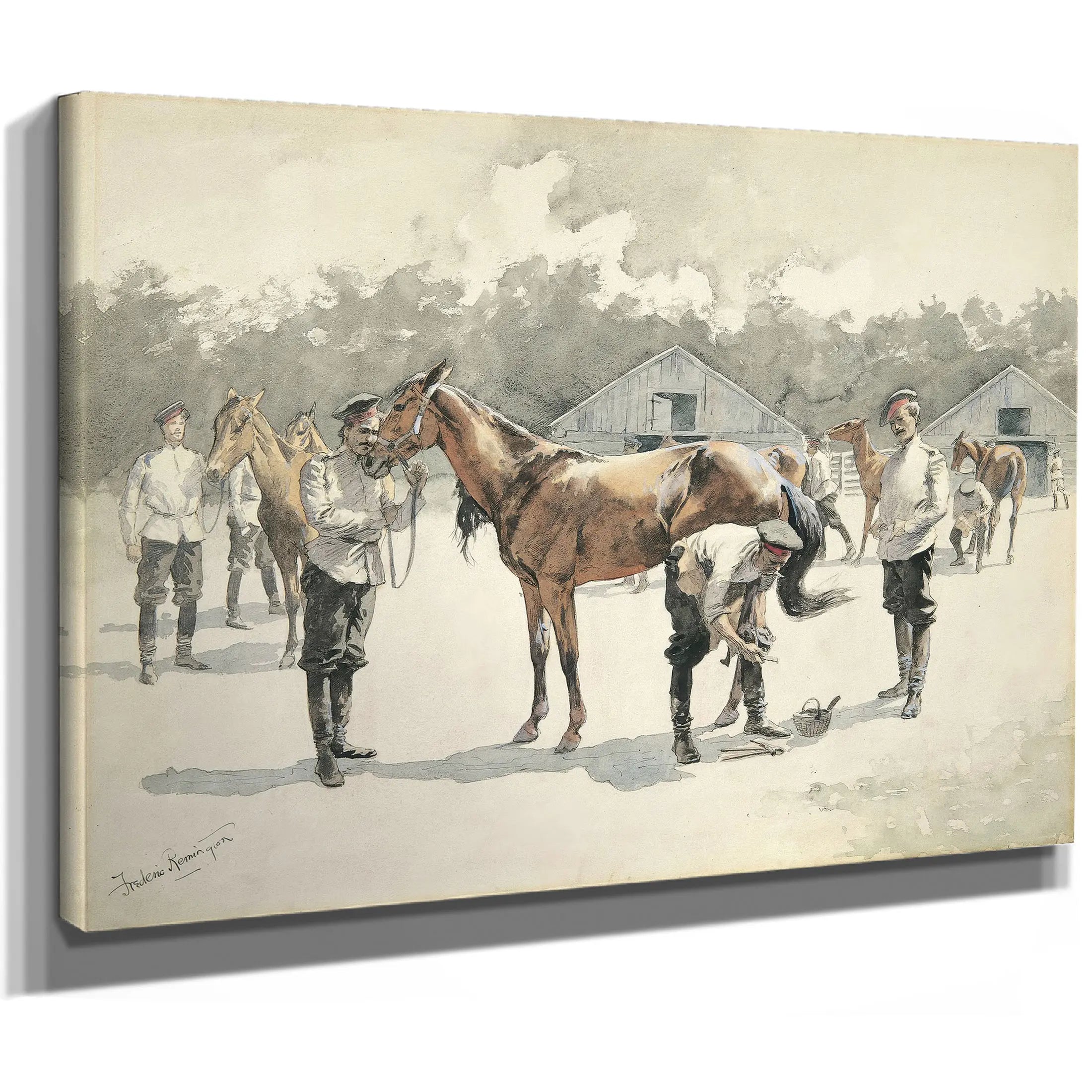 Shoeing Cossack Horses by Frederic Remington