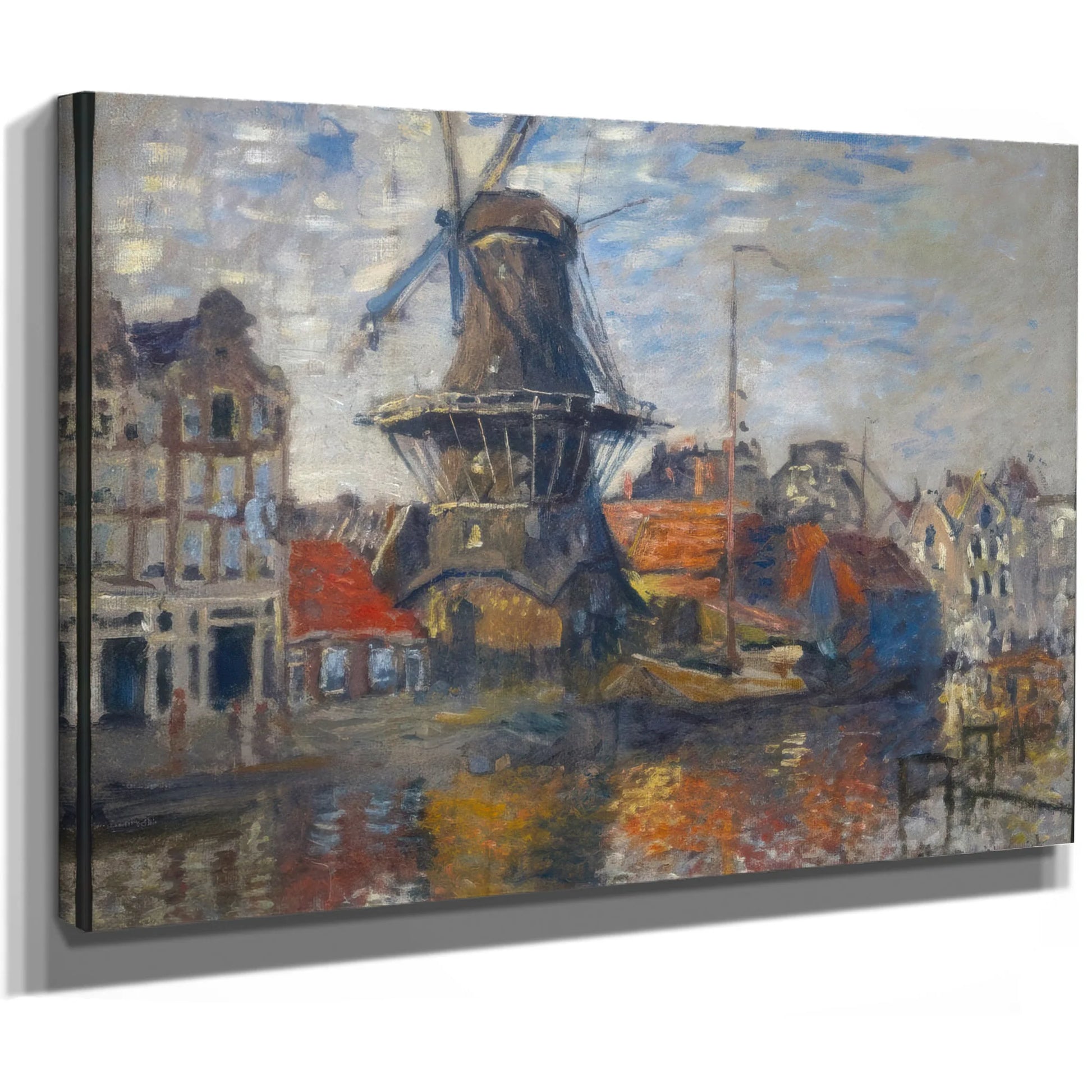 Windmill On Onbekende Canal Amsterdam By Claude Monet Fine Art Print