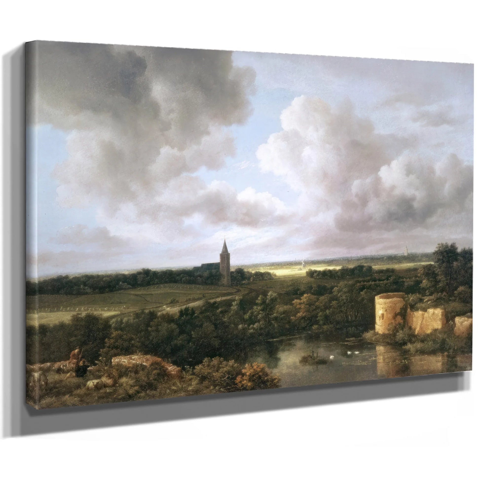 Landscape With Ruined Castle And Church By Jacob Van Ruisdael Fine Art Print
