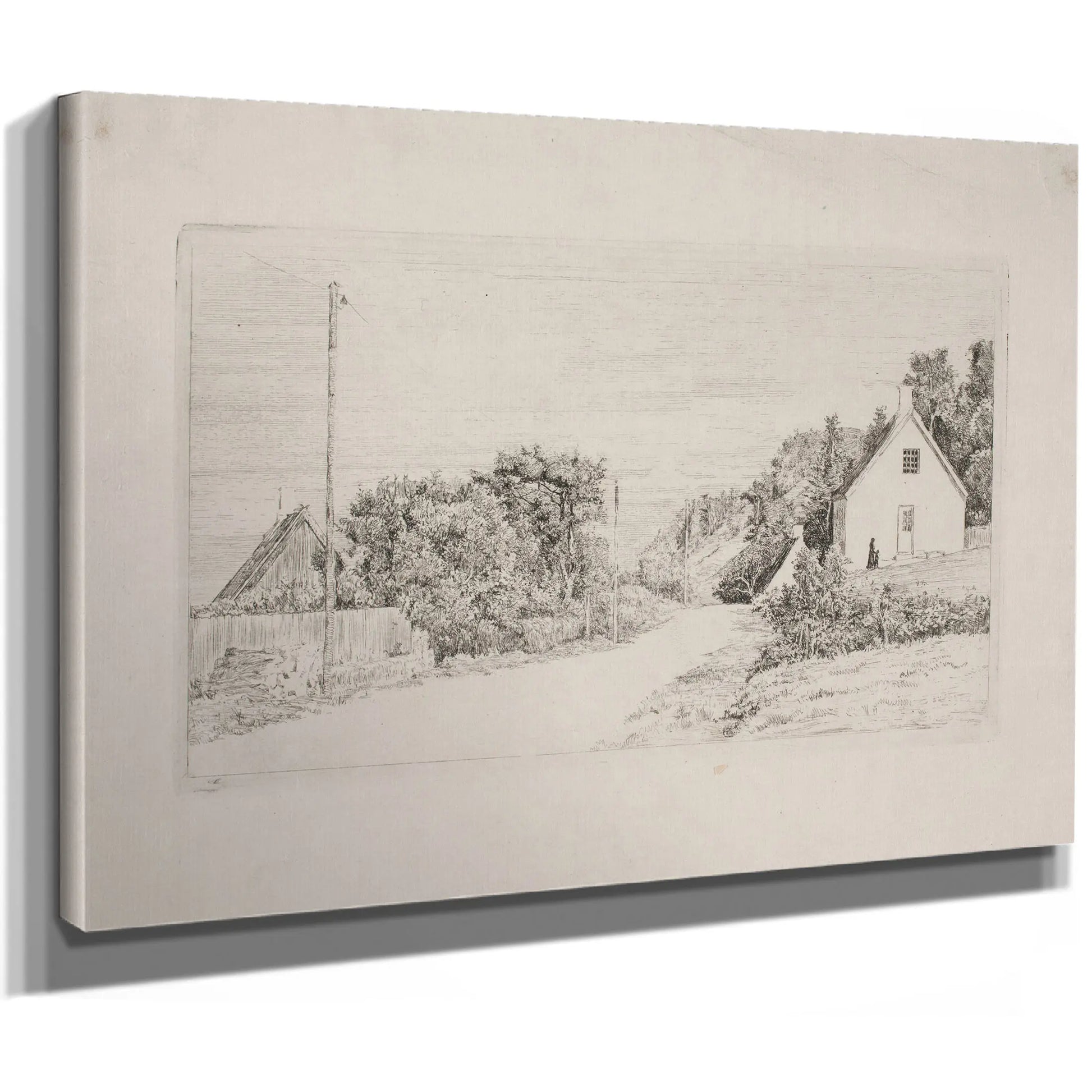 Landevejen Mellem Husene Ellekilde by Carl Bloch