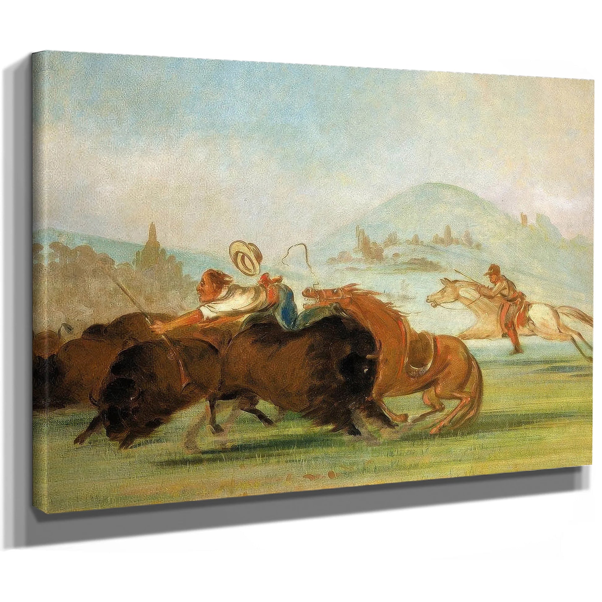 Batiste And I Running Buffalo, Mouth Of The Yellowstone By George Catlin Fine Art Print