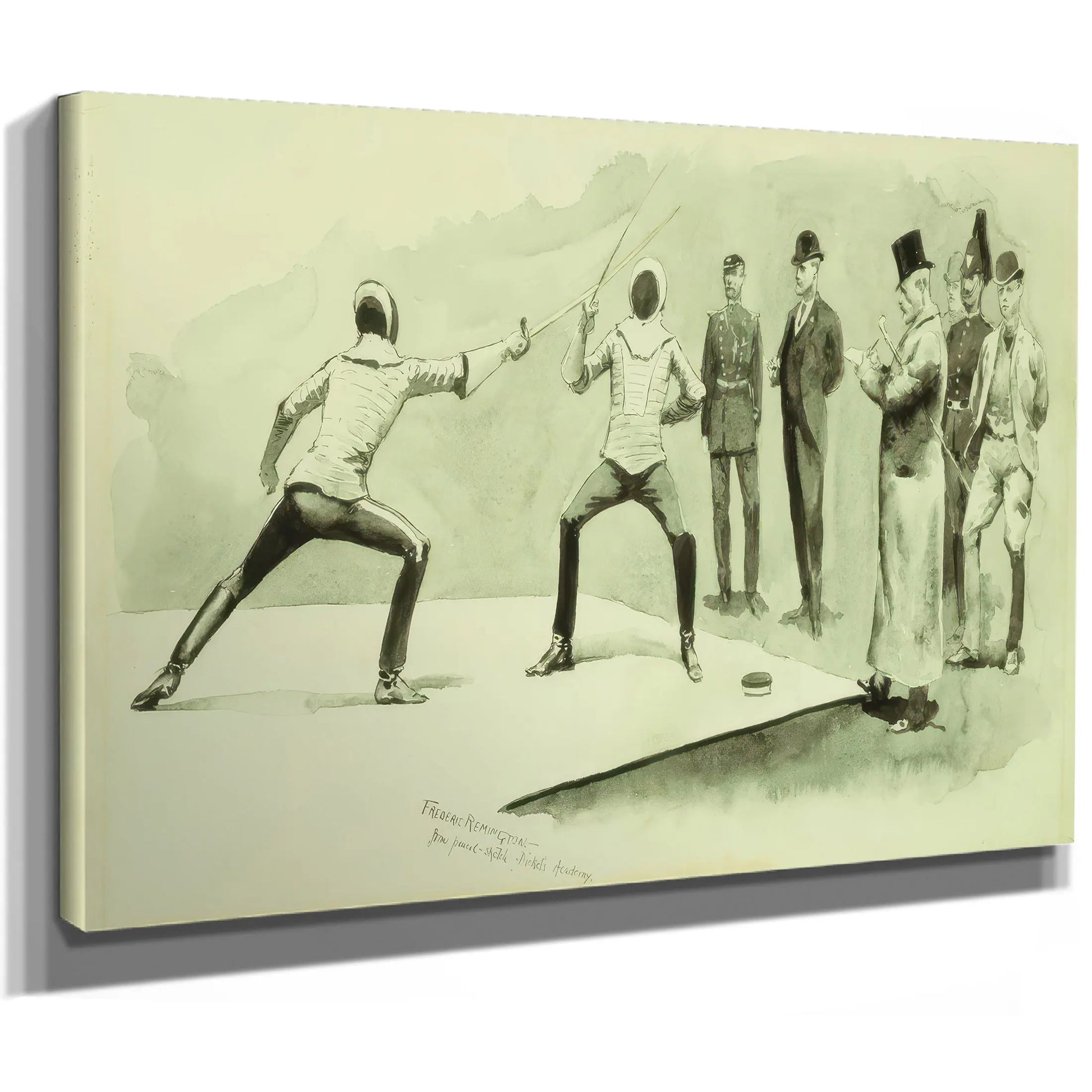 Fencing At Dickels Academy by Frederic Remington