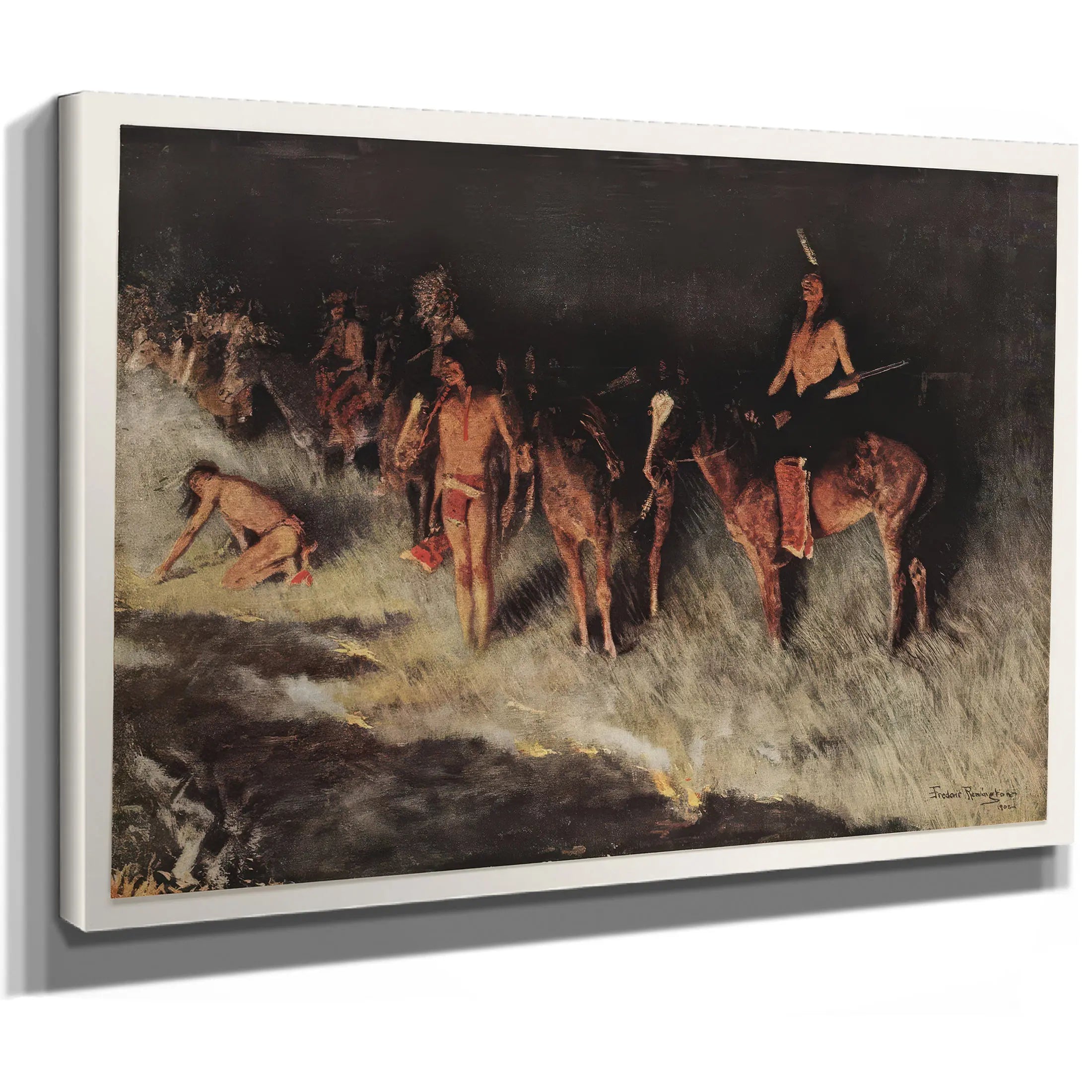 Fire On The Prairie From Colliers Weekly Pub by Frederic Remington