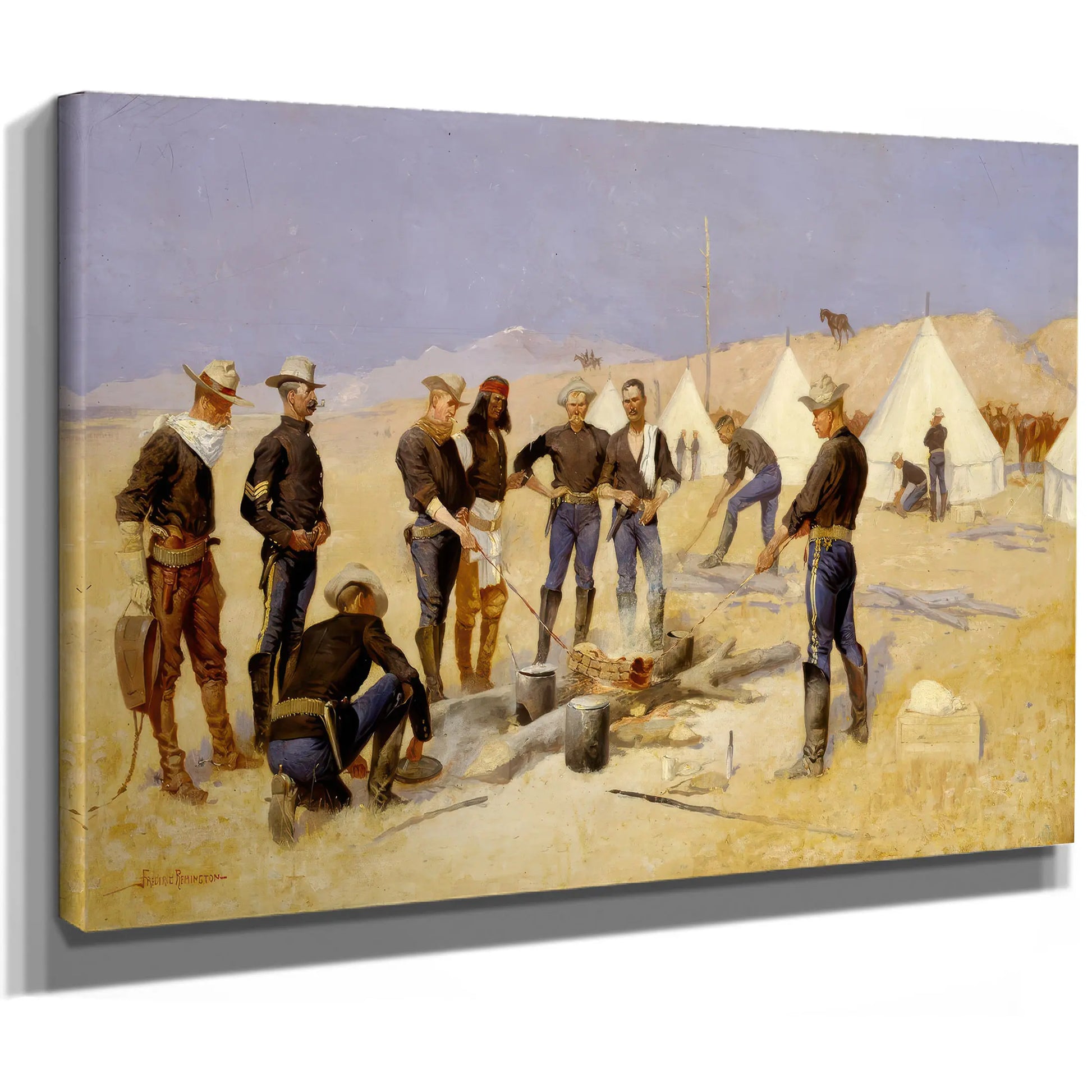 Roasting The Christmas Beef In A Cavalry Camp by Frederic Remington