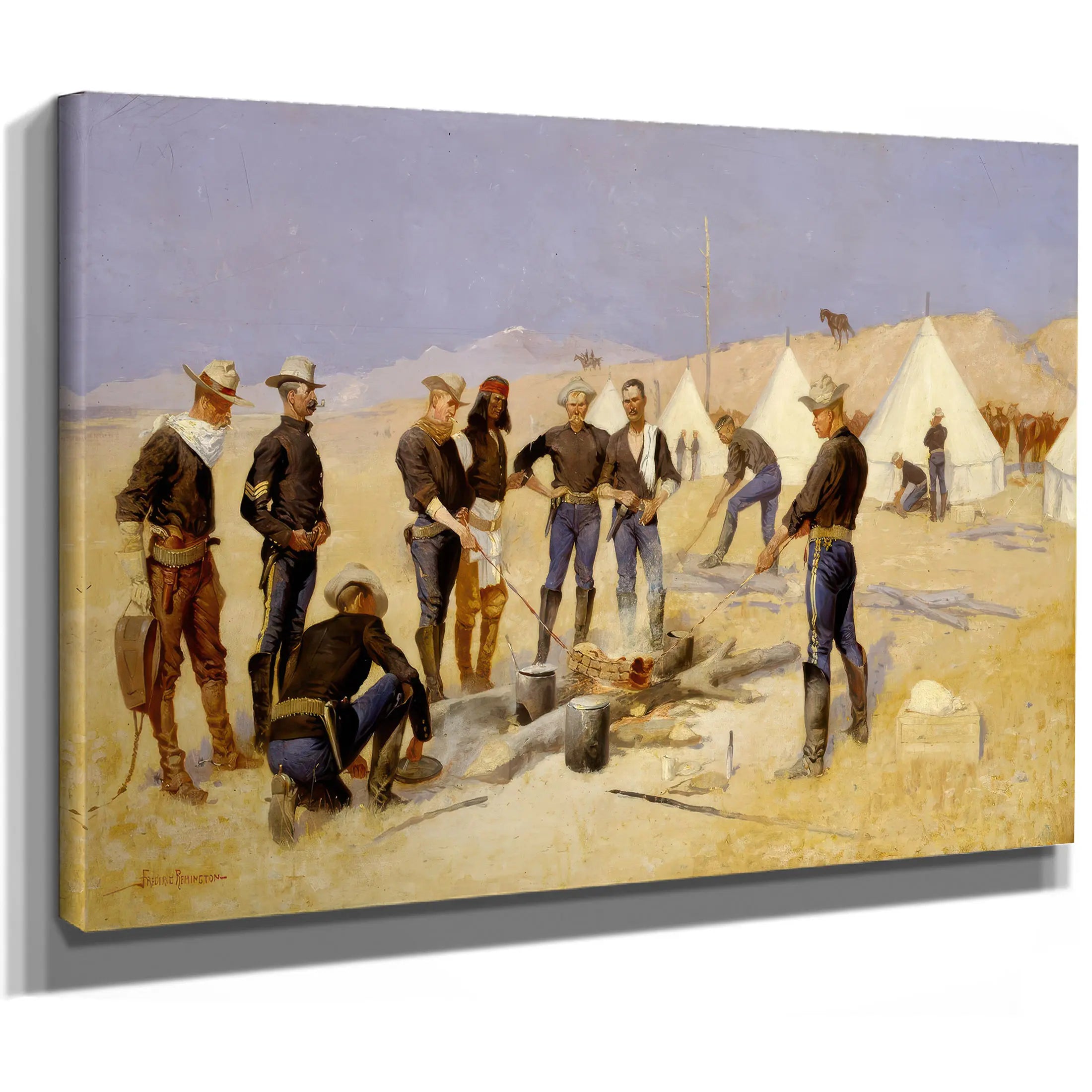 Roasting The Christmas Beef In A Cavalry Camp by Frederic Remington
