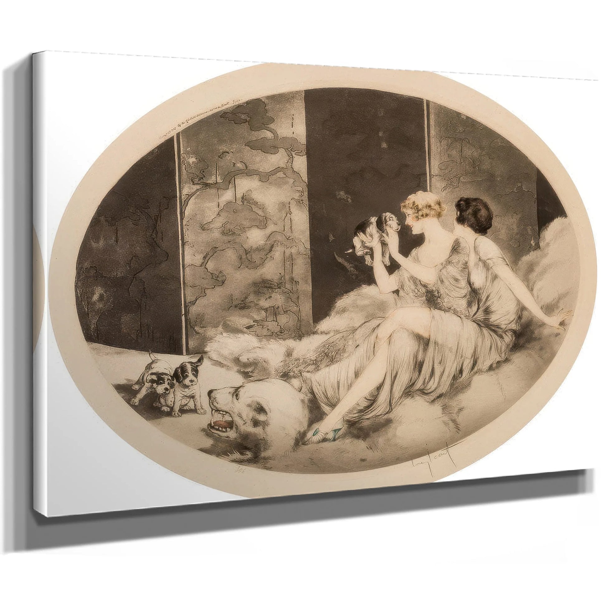Petit Chiens 1925 By Louis Icart Fine Art Print
