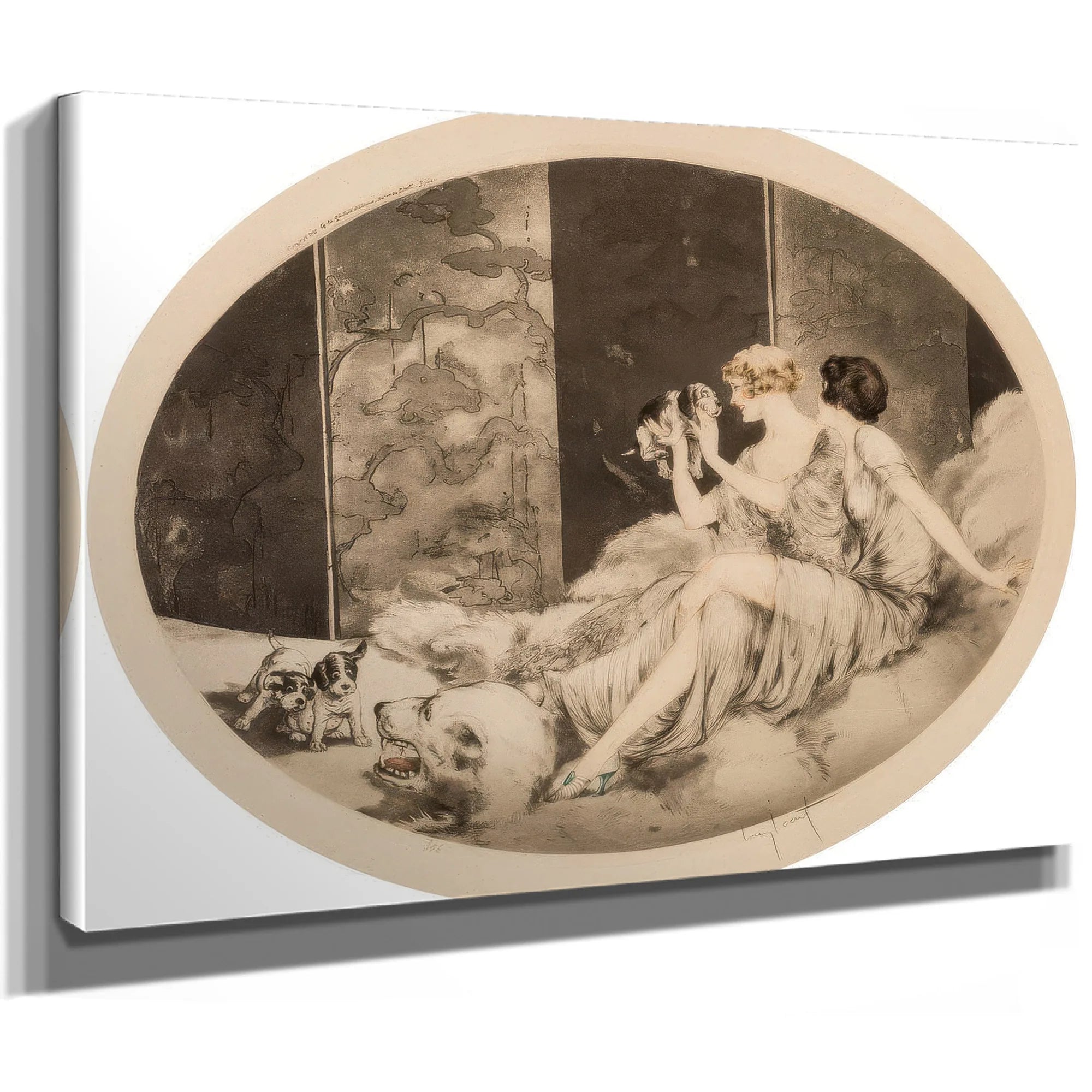 Petit Chiens 1925 By Louis Icart Fine Art Print