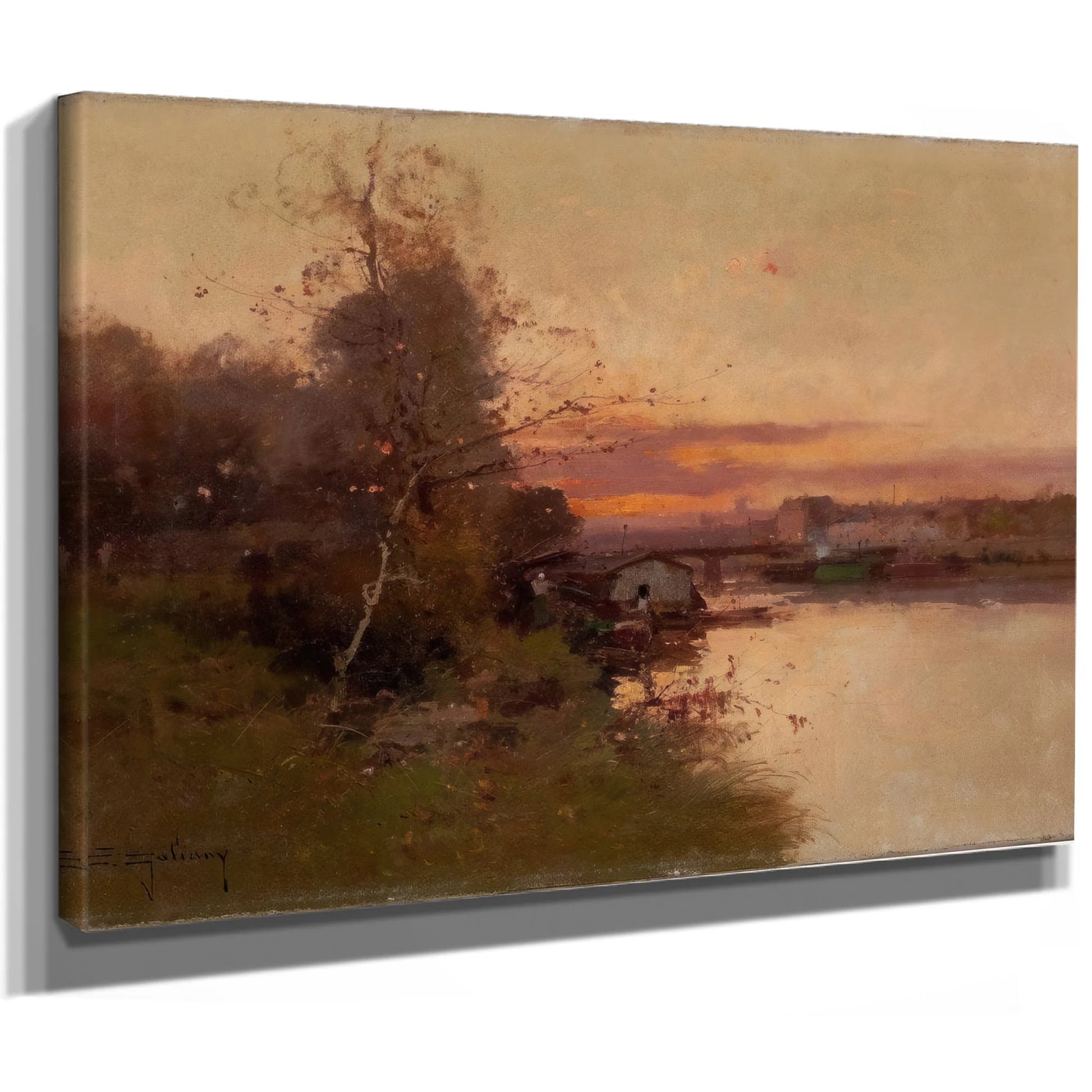 River At Sunset By Eugene Galien Laloue Fine Art Print