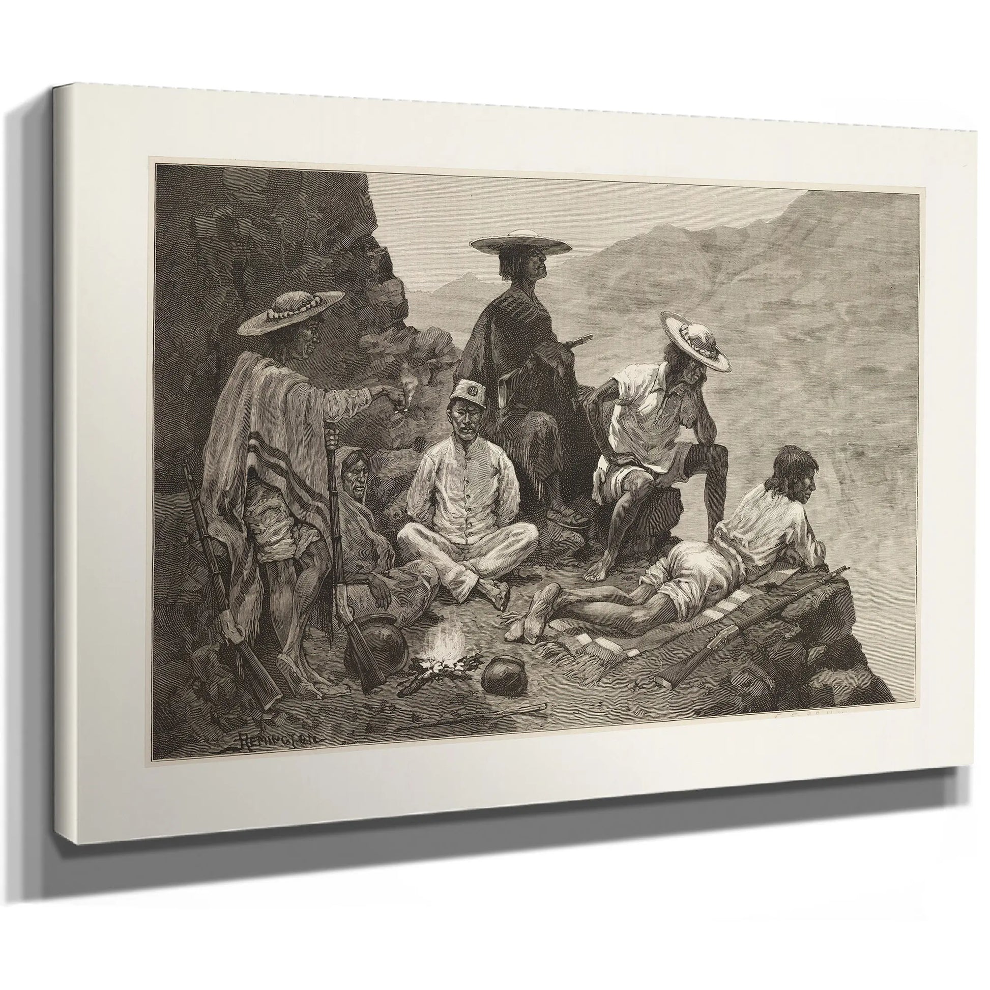 Yaqui Indian Refugees With Captive Mexican Soldier by Frederic Remington