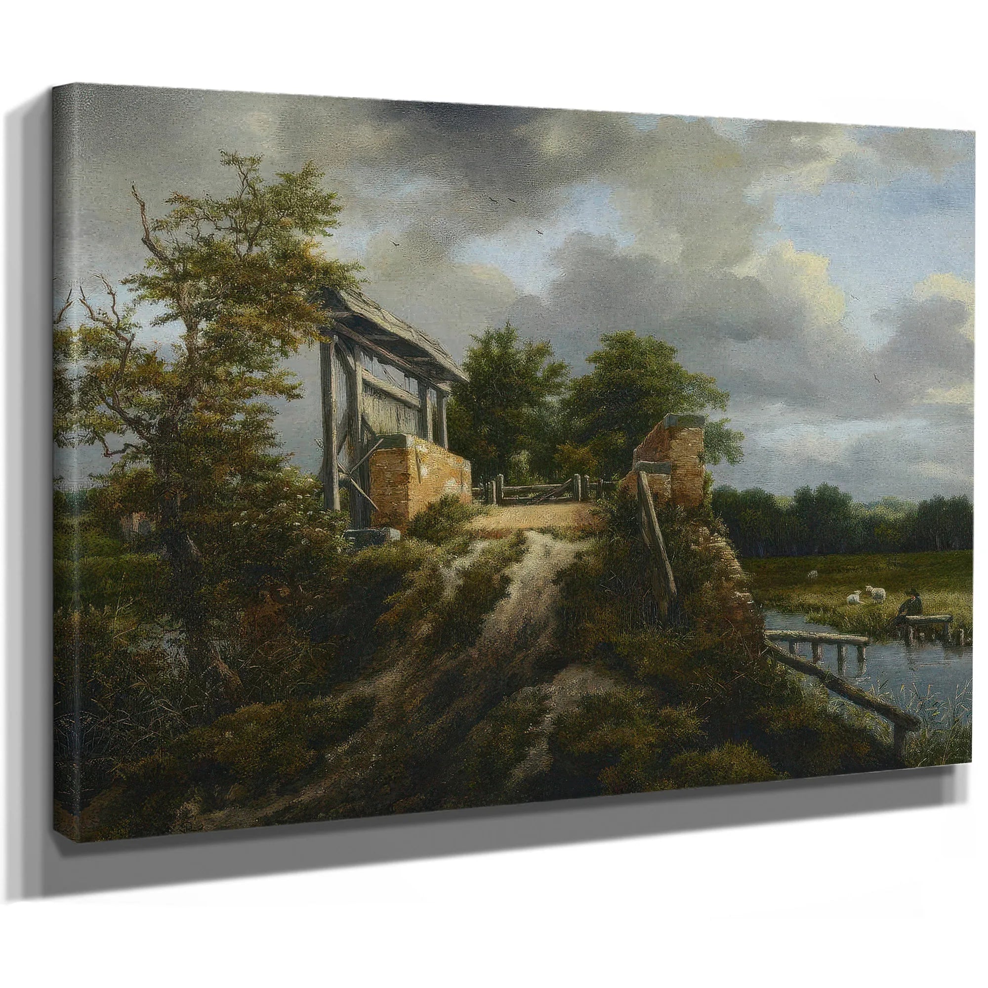 Bridge With A Sluice By Jacob Van Ruisdael Fine Art Print