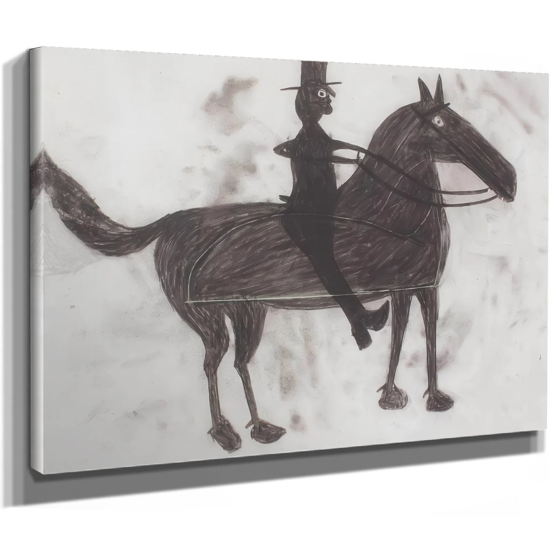 Untitled Horse And A Rider By Bill Traylor Fine Art Print