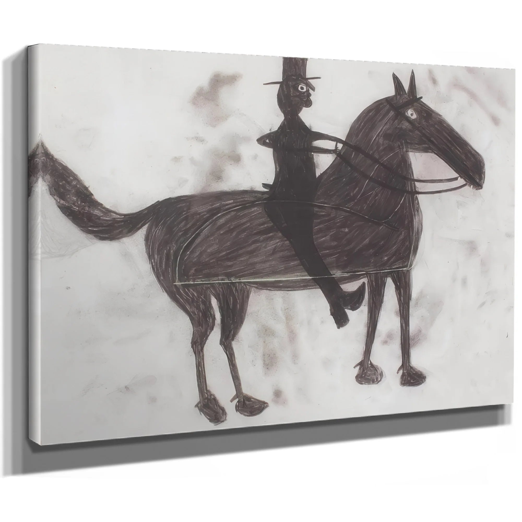 Untitled Horse And A Rider By Bill Traylor Fine Art Print