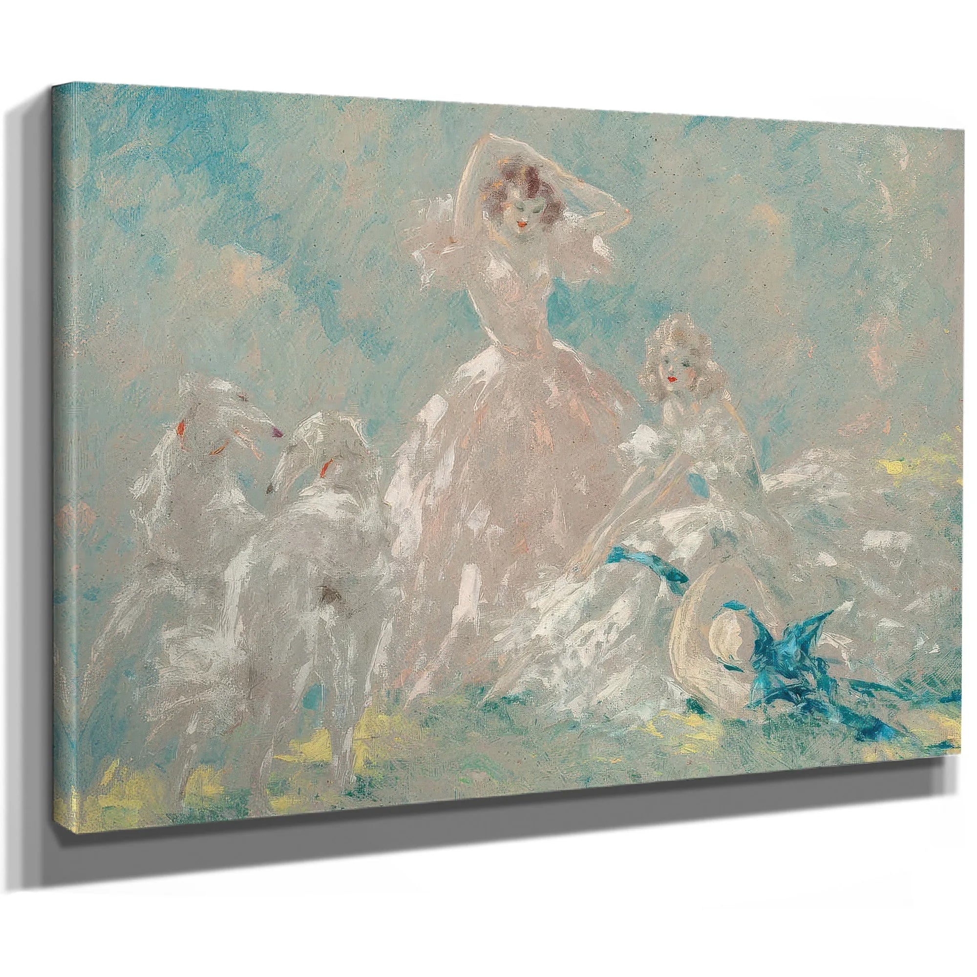 Two Women & Borzois Circa 1930 1940 By Louis Icart Fine Art Print