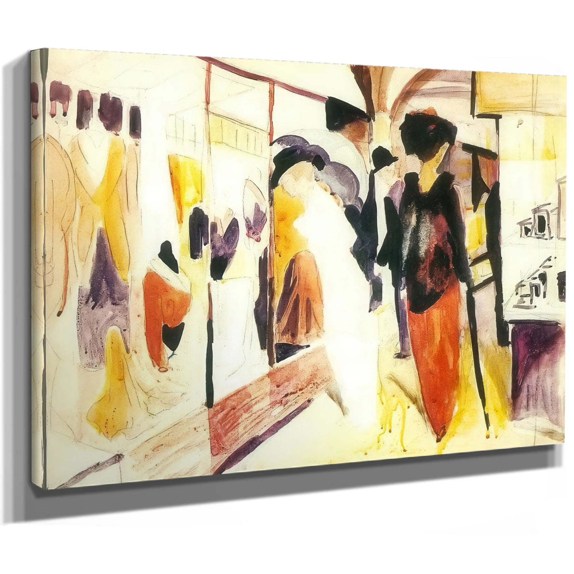 Fashion Shop In The Arcade By August Macke Fine Art Print