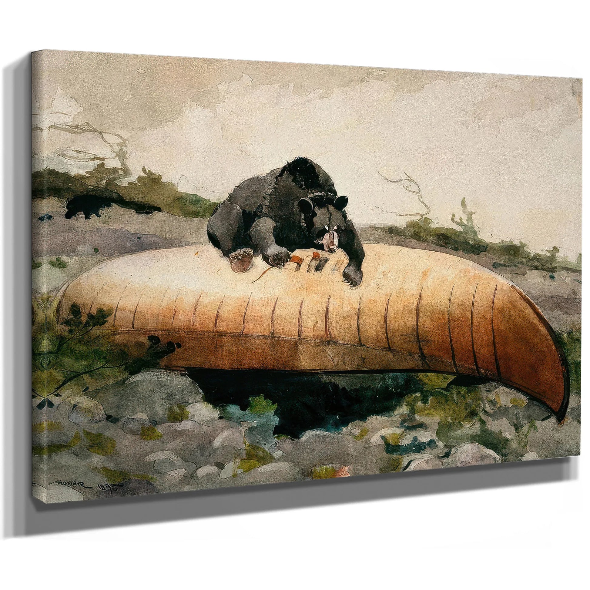 Bear And Canoe (Bear Breaking Through A Canoe Adirondacks) By Winslow Homer Fine Art Print