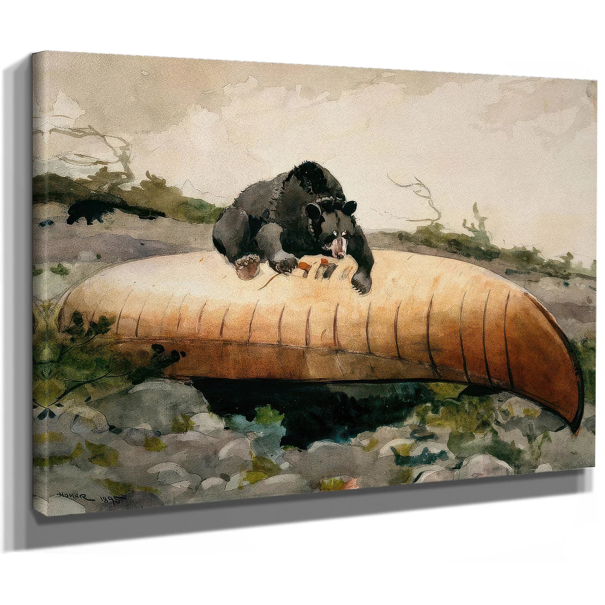 Bear And Canoe (Bear Breaking Through A Canoe Adirondacks) By Winslow Homer Fine Art Print