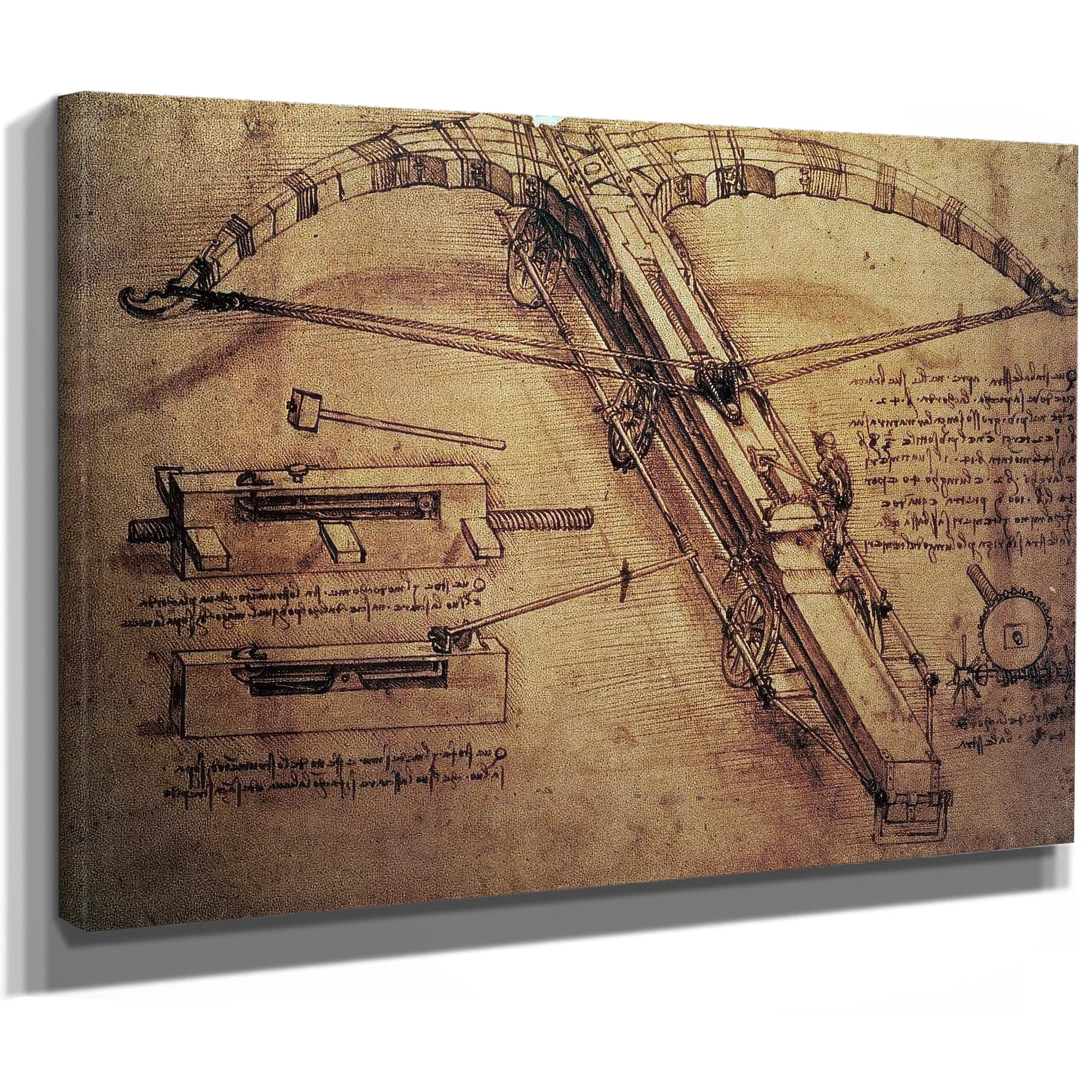 Design For A Giant Crossbow Detail From Fol. 149B R From The Codex Atlanticus By Leonardo Da Vinci Fine Art Print