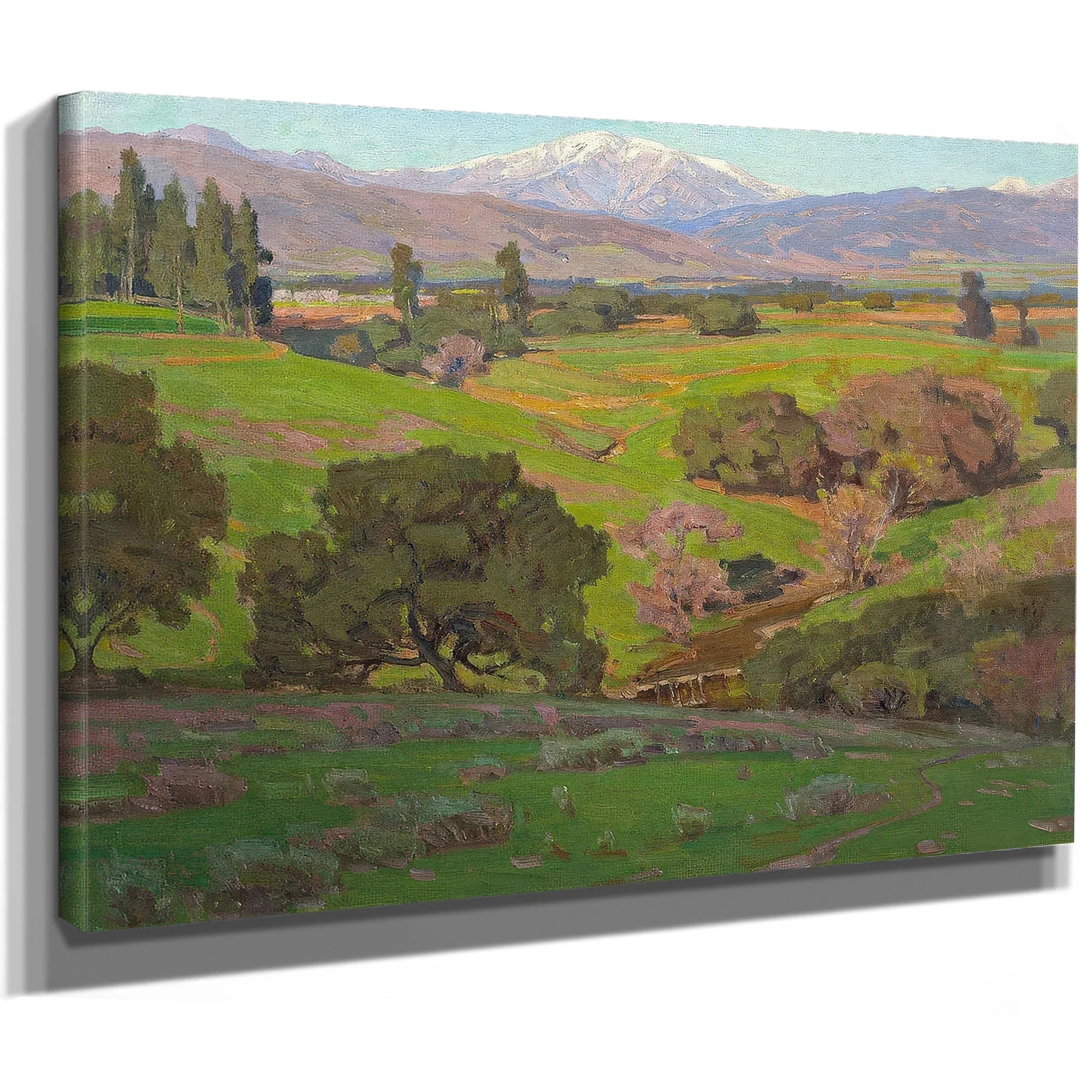 Rolling Hills With A Snow Capped Mountains Beyond By William Wendt Fine Art Print