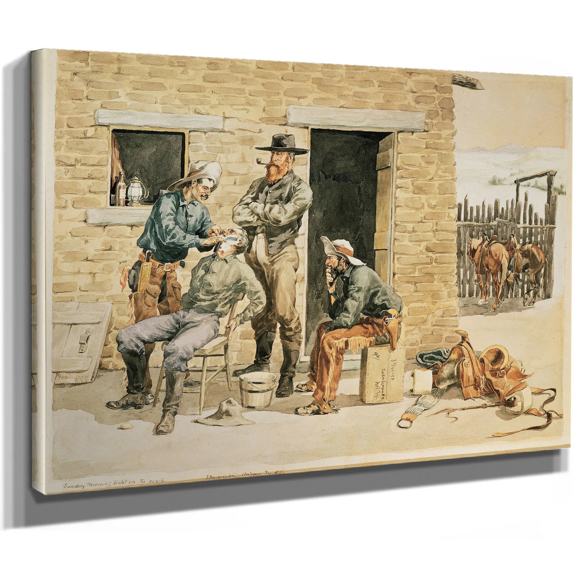 Sunday Morning Toilet On The Ranch by Frederic Remington