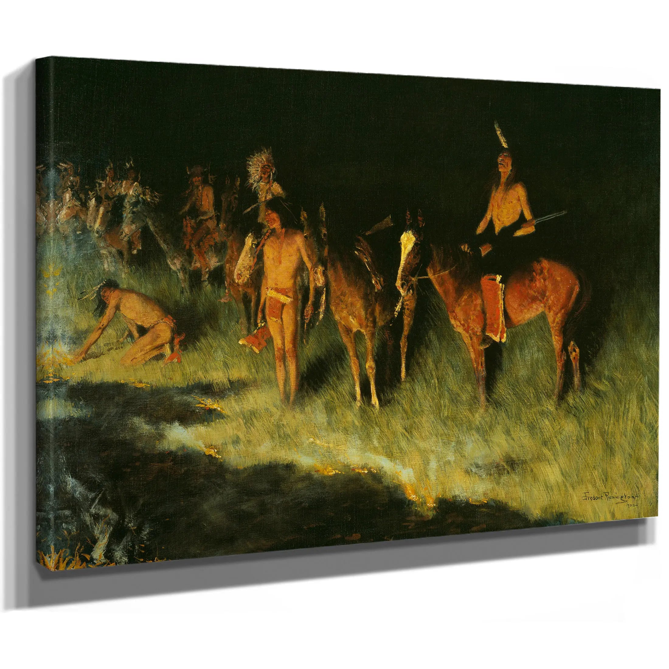 The Grass Fire  by Frederic Remington